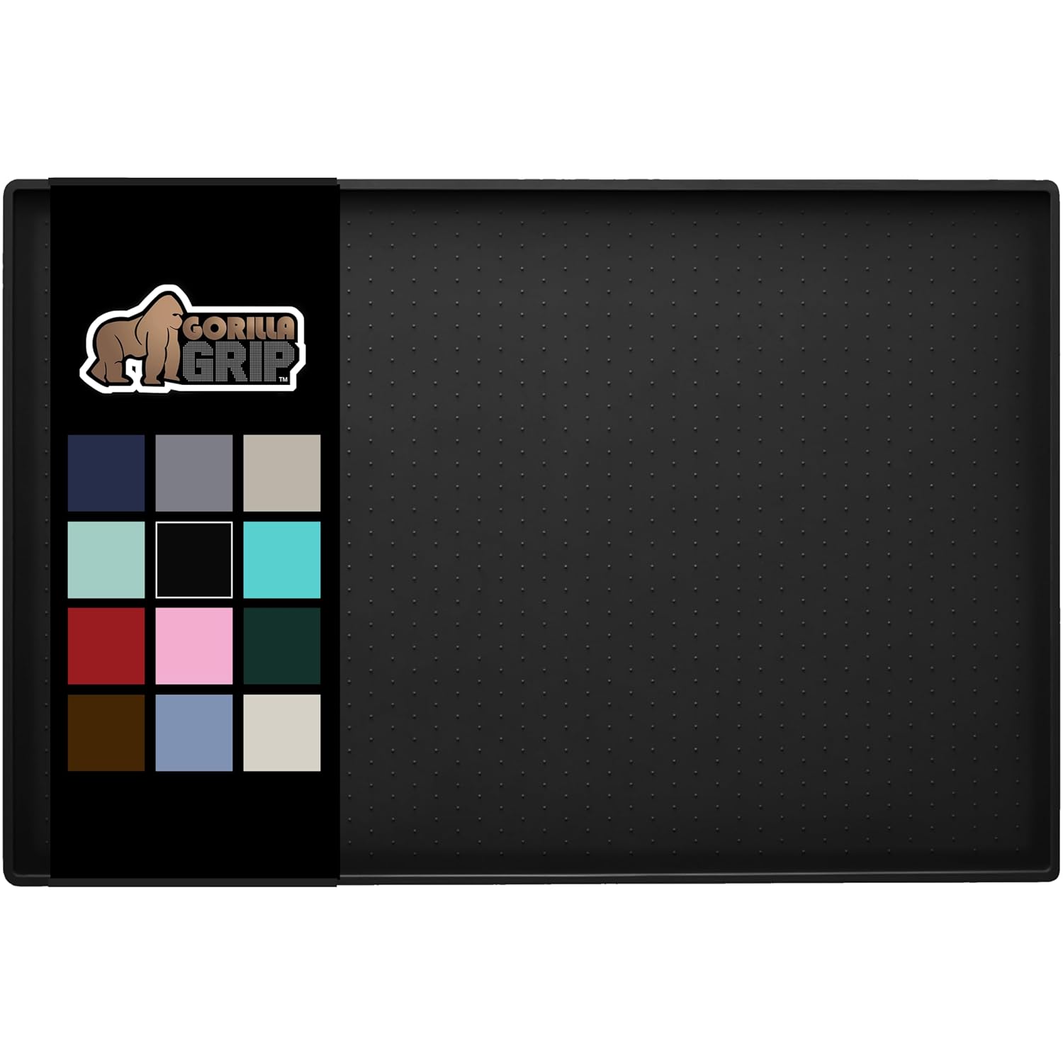 Gorilla Grip Silicone Pet Feeding Mat, Easy Clean, 18.5×11.5 Dishwasher Safe, Waterproof, Raised Edges, Pets Placemat Tray Mats to Stop Dog and Cat Food Spills and Water Bowl Messes on Floor, Black