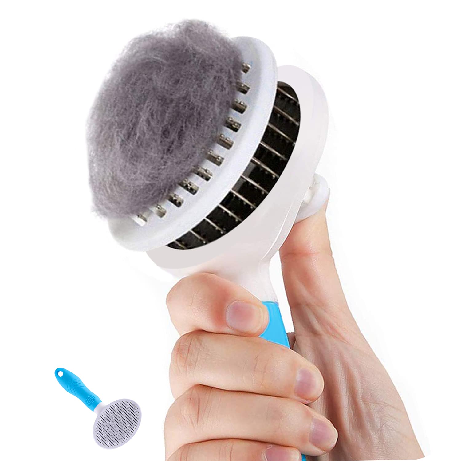 Soft Pet Brush, Self Cleaning Slicker Brush – Gently Removes Loose Undercoat, Mats and Tangled Hair Grooming Brush for Cats Dogs Massage-Self Cleaning Brushes