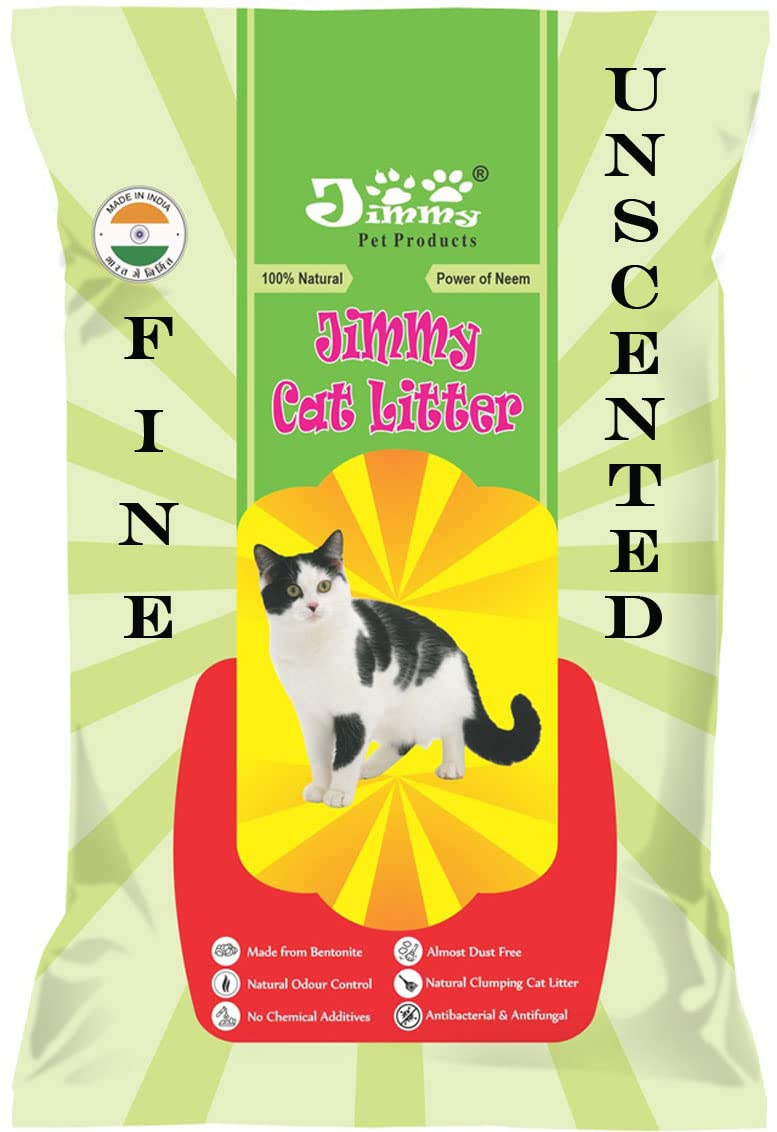 JiMMy Pet Products Clumping Bentonite Cat Litter Sand Fine Litter Sand for cat (Unscented 20 Kg)