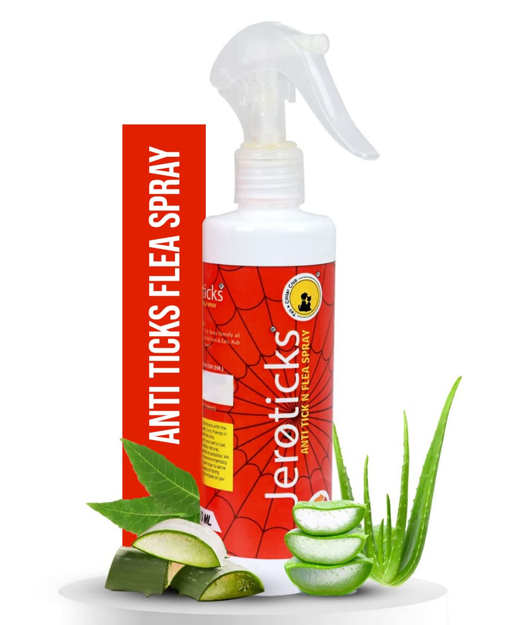 Tail & Collar Club Jeroticks Herbal Tick & Flea Spray for Dogs Anti-Tick Spray Solution with Aloe Vera Neem & Coco Repel Kills & Prevent Fleas & Ticks (250ML)