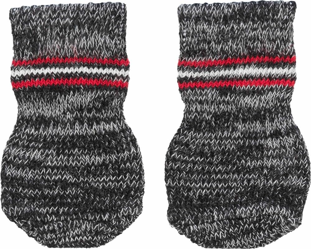 Trixie 19504 Non-Slip Grey Dog Socks, L-XL, 1 Pair