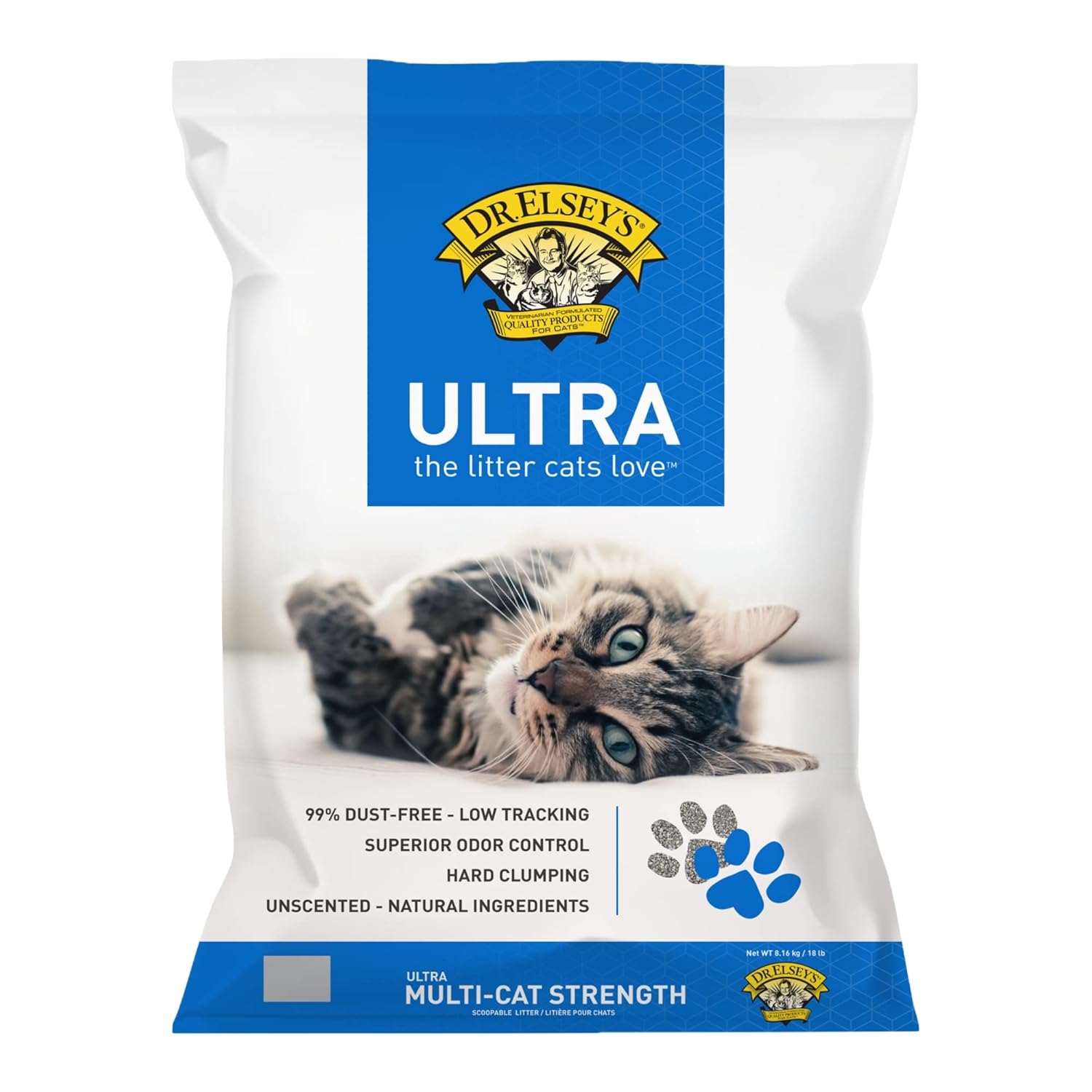 Dr. Elsey’s Premium Ultra Unscented Clumping Cat Litter | Dust-Free, Low Tracking, Hard Clumping, Superior Odor Control – 8.16 kg (Pack of 1)