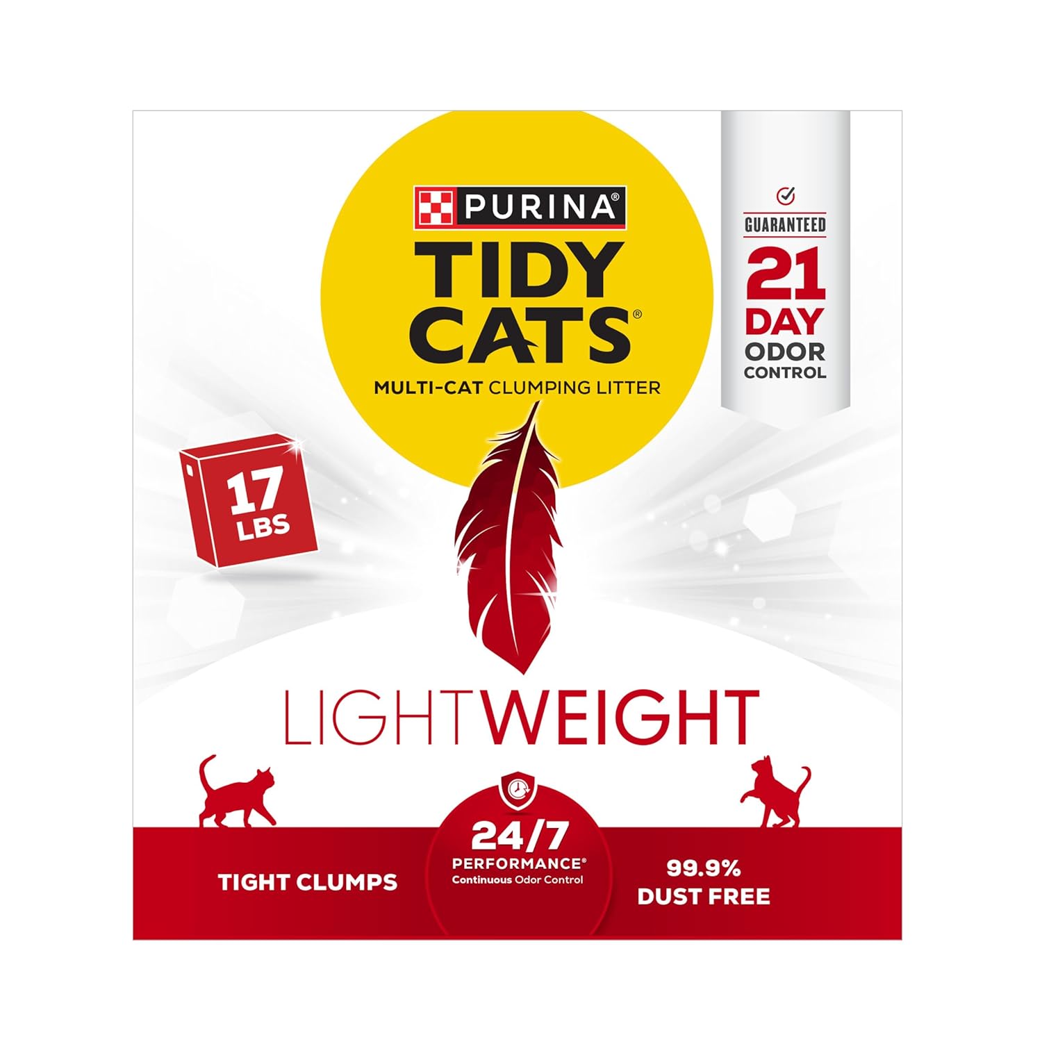 Purina Tidy Cats Light Weight, Low Dust, Clumping Cat Litter, Lightweight 24/7 Performance Multi Cat Litter – 17 lb. Box Purina Tidy Cats Light Weight, Low Dust, Clumping Cat Litter, Lightweight 24/7 Performance Multi Cat Litter – 17 lb. Box