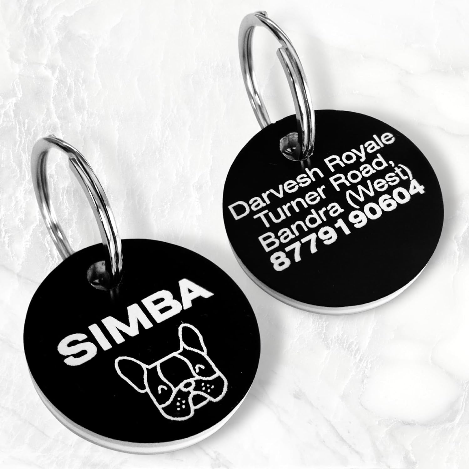 PALLY Pets’ Products Customized Cat or Dog Name Tag for Pet ID Engraved, Water-proof and Rust-proof (35 mm Round) | BASIC