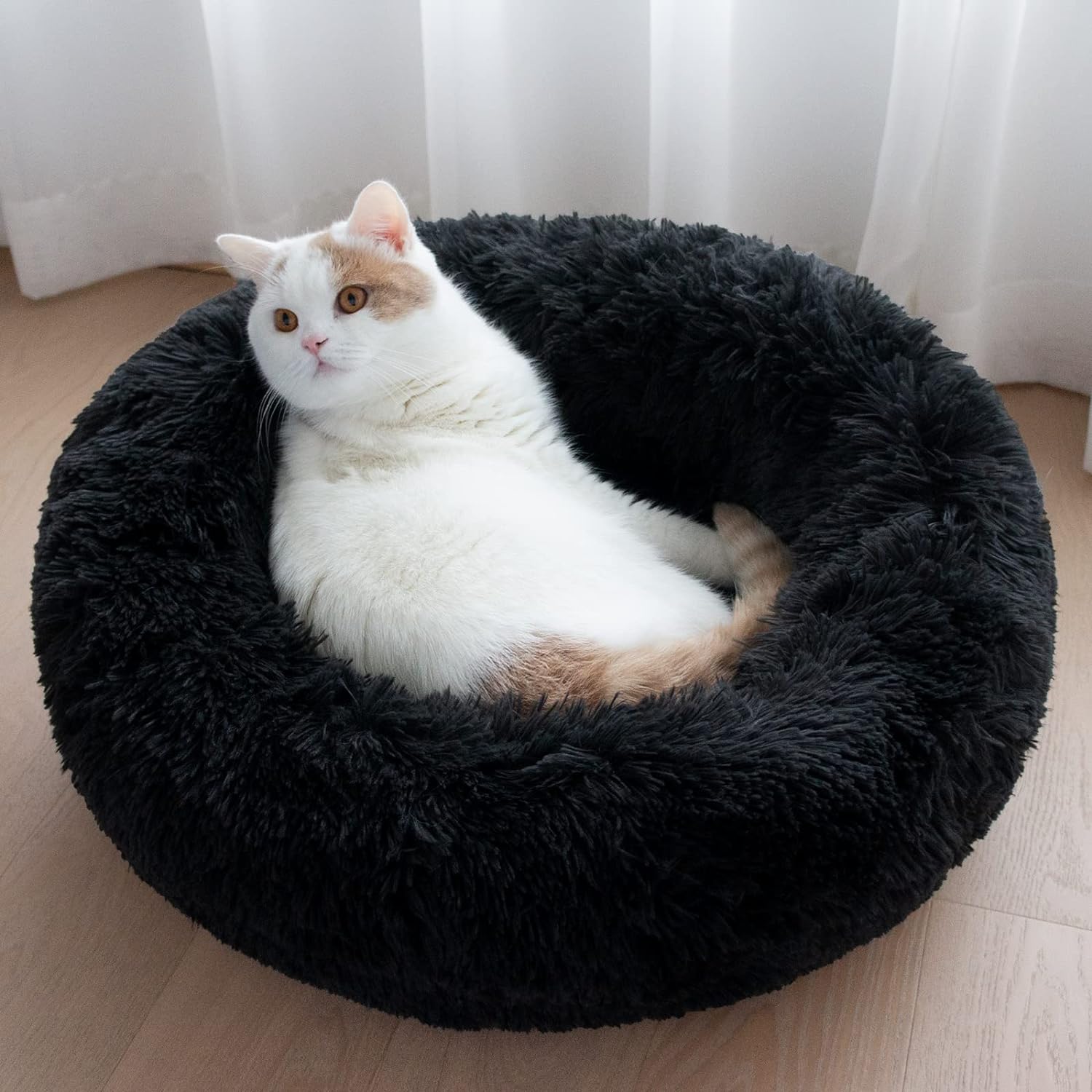 ZEXSAZONE Round Donut Pet Bed for Cats and Puppies Dogs, Cozy and Plush, Raised Bedside Support, Both Sides Use Like 2 in One, Washable, Sizes for Small, Medium, and Large Pets. ZEXSAZONE Round Donut Pet Bed for Cats and Puppies Dogs, Cozy and Plush, Raised Bedside Support, Both Sides Use Like 2 in One, Washable, Sizes for Small, Medium, and Large Pets.