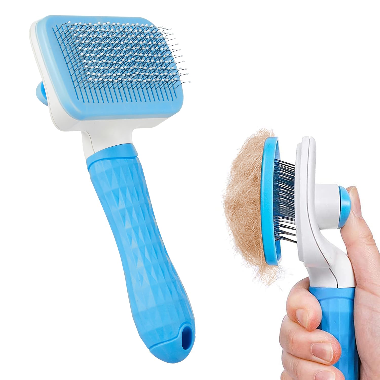 Amazon Basics Self Cleaning Slicker Pet Grooming Brush | Pet Cleaning Tool Suitable for All Pets | Rectangular Shape Amazon Basics Self Cleaning Slicker Pet Grooming Brush | Pet Cleaning Tool Suitable for All Pets | Rectangular Shape
