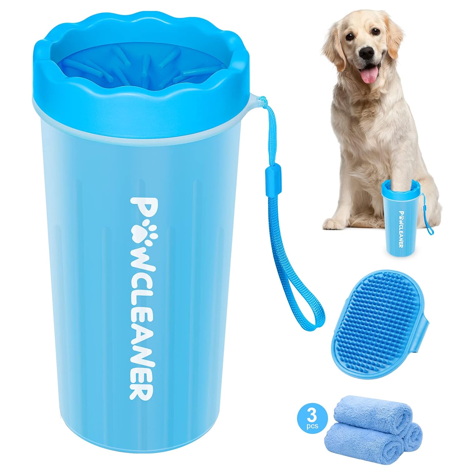 Comotech Dog Paw Cleaner for Large Dogs (with Dog Bath Brush&3 Absorbent Towels) Dog Paw Washer, Dog Foot Cleaner, Dog Bath Brush with Adjustable Ring Handle for Long Short Haired Dogs (Large,Blue) Comotech Dog Paw Cleaner for Large Dogs (with Dog Bath Brush&3 Absorbent Towels) Dog Paw Washer, Dog Foot Cleaner, Dog Bath Brush with Adjustable Ring Handle for Long Short Haired Dogs (Large,Blue)