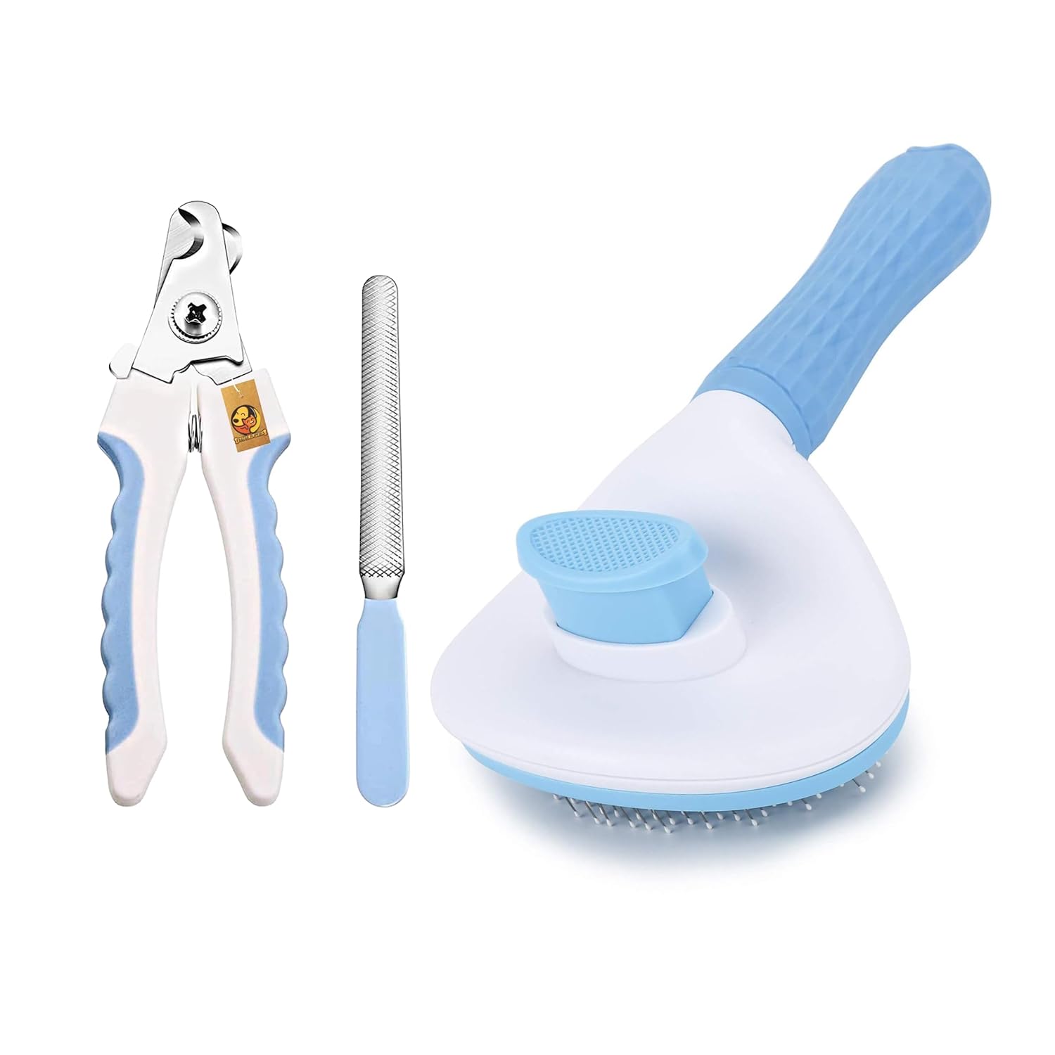 Foodie Puppies Pet Grooming and Cleaning Slicker Brush and Nail Cutter with Filer for Dogs and Cats – (Nail Clipper + Oval Push Slicker) | Gentle Trimmer, Self Clean Brush, Shedding, and Lockable Tool Foodie Puppies Pet Grooming and Cleaning Slicker Brush and Nail Cutter with Filer for Dogs and Cats – (Nail Clipper + Oval Push Slicker) | Gentle Trimmer, Self Clean Brush, Shedding, and Lockable Tool