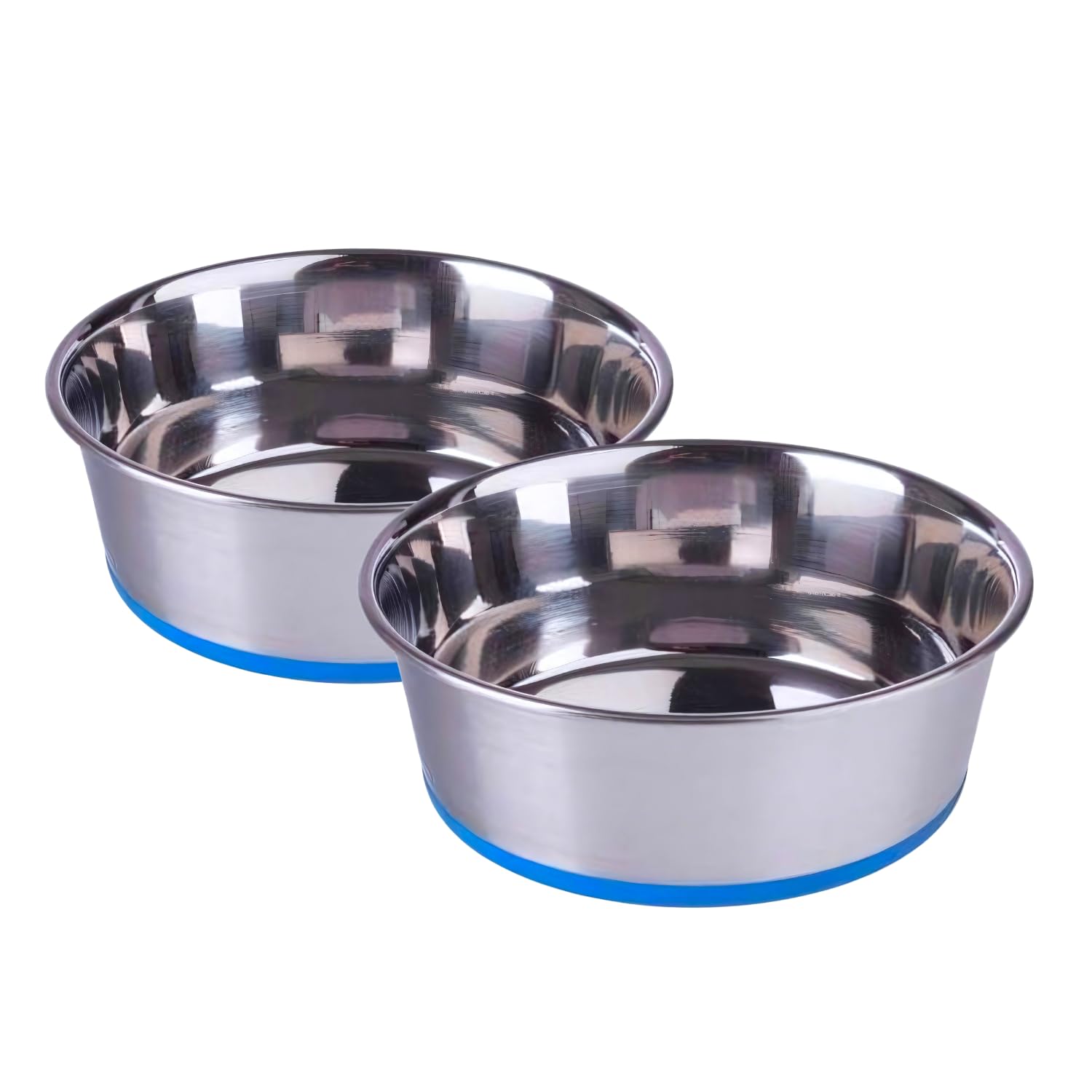 Pets Empire Stainless Steel Dog Bowls | Cat Feeding Bowls | Dog Cat Plate Bowls with Non-Slip Rubber Bases | Pet Feeder Bowls and Water Bowls, X-Large (2 X 2500ml)