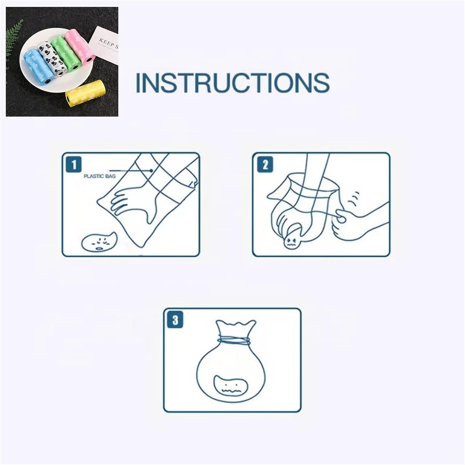 Petlicious & More® Dogs & Puppy Poop Bags, 5 Roll in 1 Pack Dog Waste Pick Up Biodegradable Garbage Bags, (Size – Medium, Total – 75 Bags)