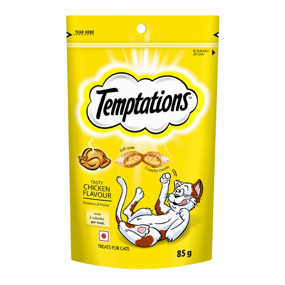 Temptations Cat Treat, Tasty Chicken Flavour – 85 g, Adult, Chunk Temptations Cat Treat, Tasty Chicken Flavour – 85 g, Adult, Chunk