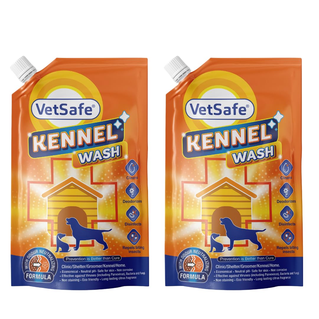 VetSafe Kennel Wash 1000 ML (PACK of 2) | Kennel Cleaner | Pet Floor Cleaner | Pet Area freshener | Odour Neutralizer | Anti microbial | Disinfectant | Super Concentrate | Orange Power VetSafe Kennel Wash 1000 ML (PACK of 2) | Kennel Cleaner | Pet Floor Cleaner | Pet Area freshener | Odour Neutralizer | Anti microbial | Disinfectant | Super Concentrate | Orange Power