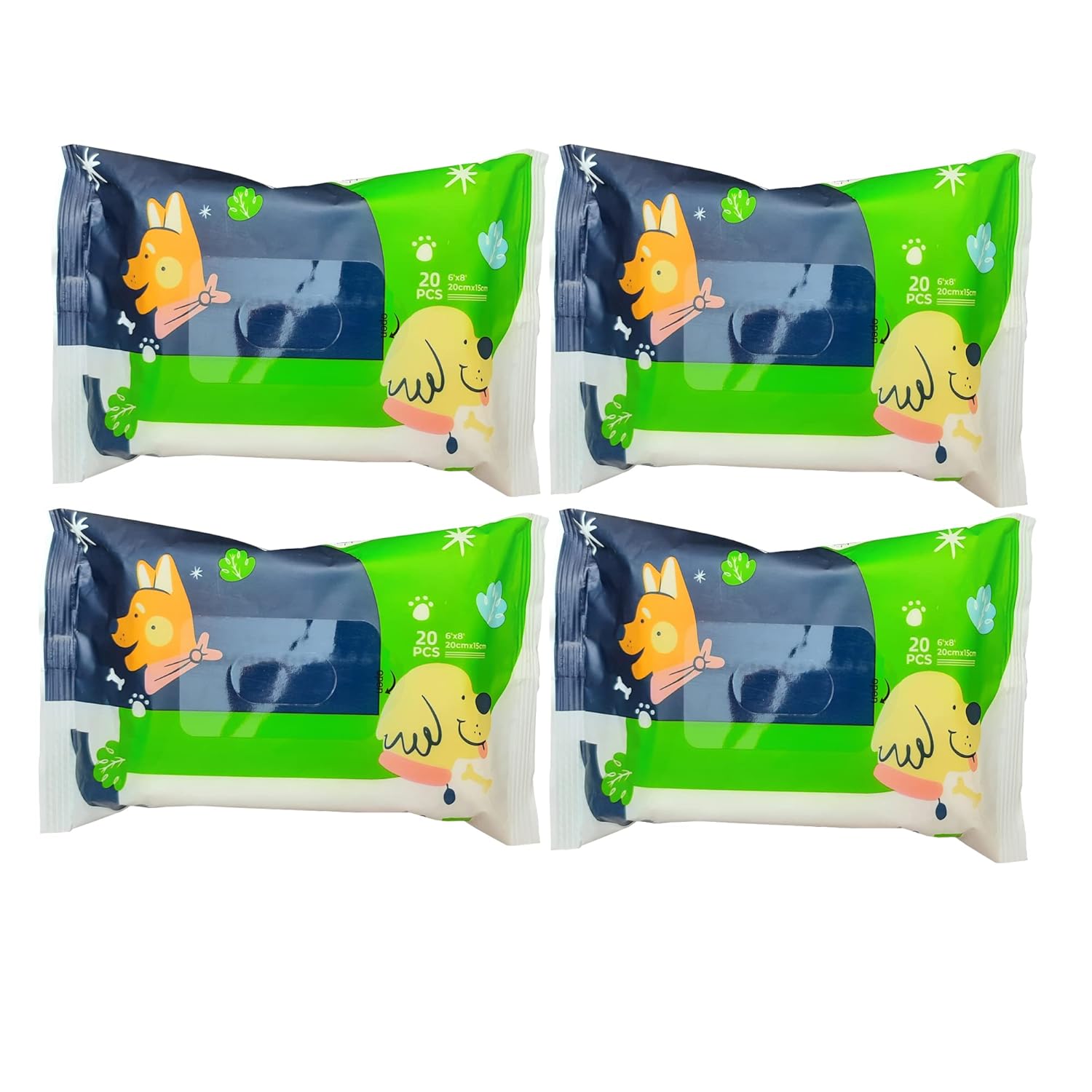 W9 Pet Products Super Saver Travel Friendly Soft Pet Wet Wipes Tissue for Dogs, Puppies & Pets with Fresh – Apple Scent 6″x 8″ – Pack of 20 Wipes. (Pack of 4)