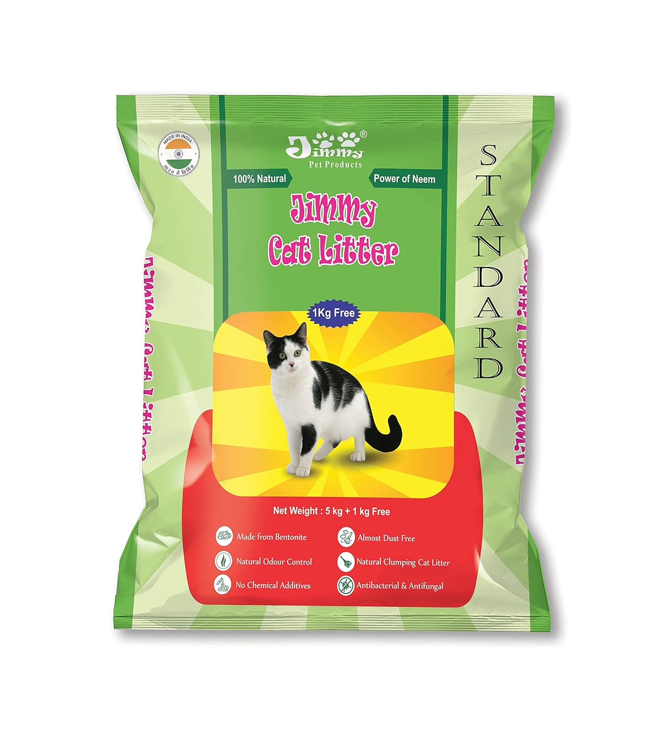 JiMMy Pet Products Clumping Bentonite Cat Litter Sand Jasmine Scented Litter Sand for Cat Standard (6 Kg)