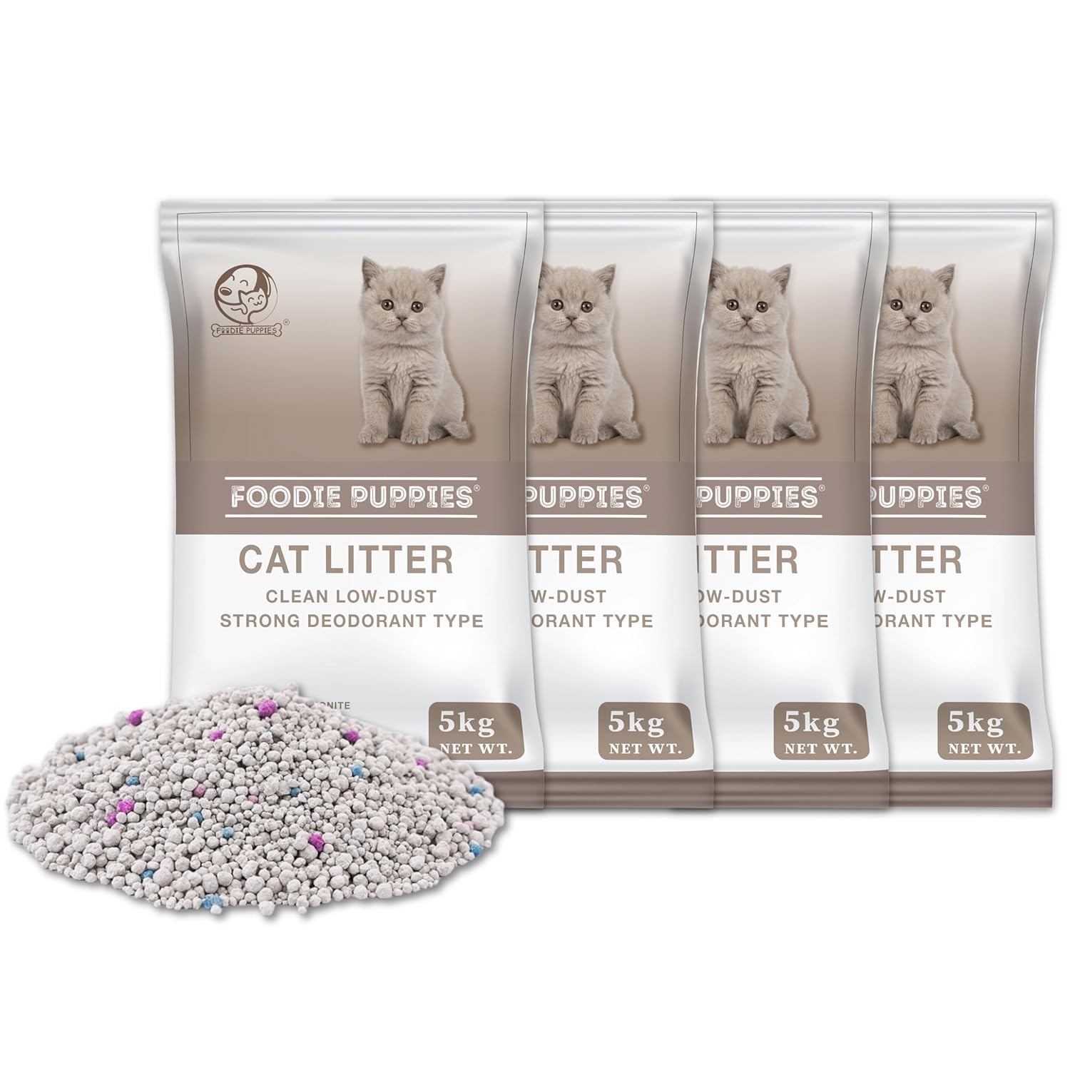 Foodie Puppies Natural Bentonite Cat Litter – 20kg with Lavender Fragrance for Multiple Cats and Kittens | Clean Low-dust Strong Deodorant Litter Tray Refill with Odor Controlling, Instant Clumping