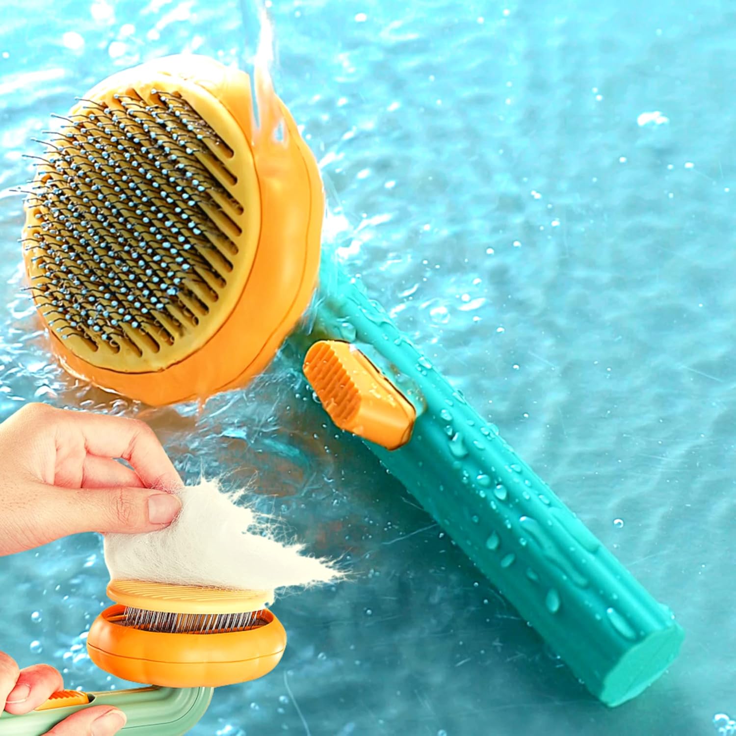 Flynovate Self Cleaning Dog Comb & Cat Comb – Pet Hair Remover Grooming Comb with Switch & PAIN – FREE Slickers | Deshedding Dog Brush & Cat Brush To Gently Massage The Pets with FREE Bath Brush Flynovate Self Cleaning Dog Comb & Cat Comb – Pet Hair Remover Grooming Comb with Switch & PAIN – FREE Slickers | Deshedding Dog Brush & Cat Brush To Gently Massage The Pets with FREE Bath Brush