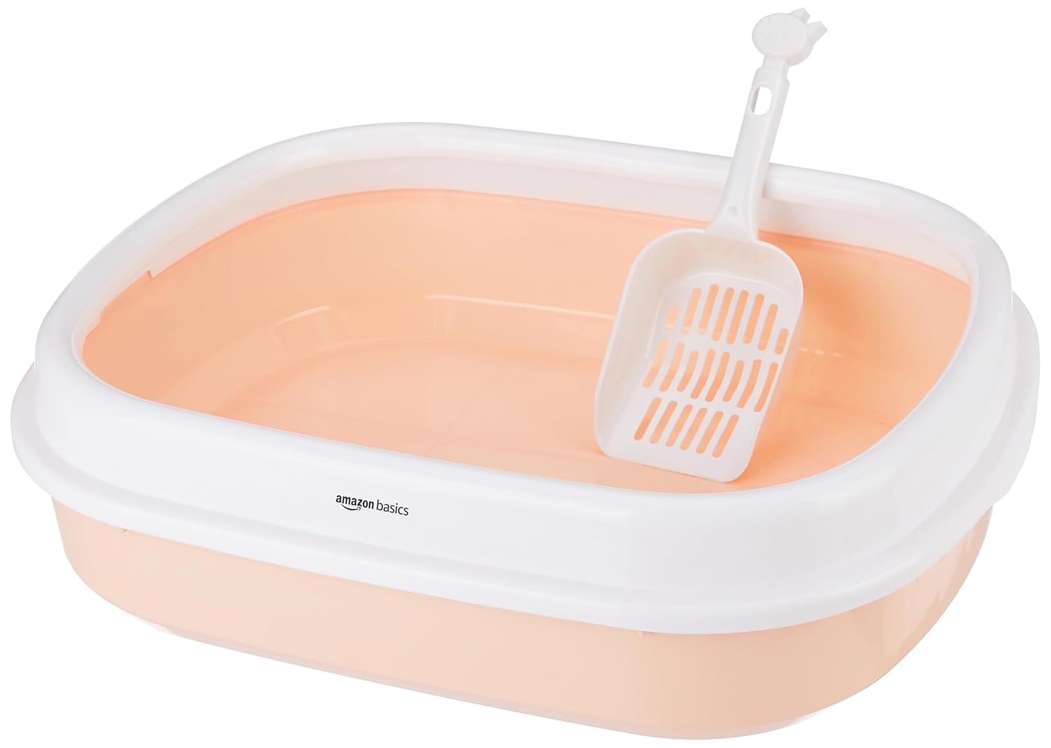 Amazon Basics Cat Litter Box Tray with Free Scooper | Semi Closed Design and Durable Quality | Suitable for All Adult Cats & Kittens, Pink Amazon Basics Cat Litter Box Tray with Free Scooper | Semi Closed Design and Durable Quality | Suitable for All Adult Cats & Kittens, Pink