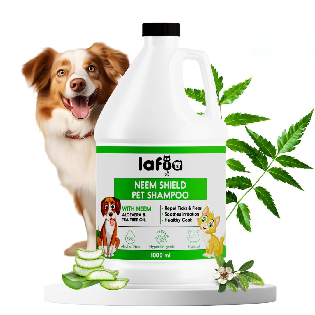 LAFUA(1000 ML) Neem Dog Shampoo and Conditioner | Antibacterial, Itch Relief, Anti-fungal, Dry Puppy Shampoo for Labrador, Golden Retriever, Shih Tzu| Dog Shampoo for Ticks and Fleas | Pet Shampoo | LAFUA(1000 ML) Neem Dog Shampoo and Conditioner | Antibacterial, Itch Relief, Anti-fungal, Dry Puppy Shampoo for Labrador, Golden Retriever, Shih Tzu| Dog Shampoo for Ticks and Fleas | Pet Shampoo |