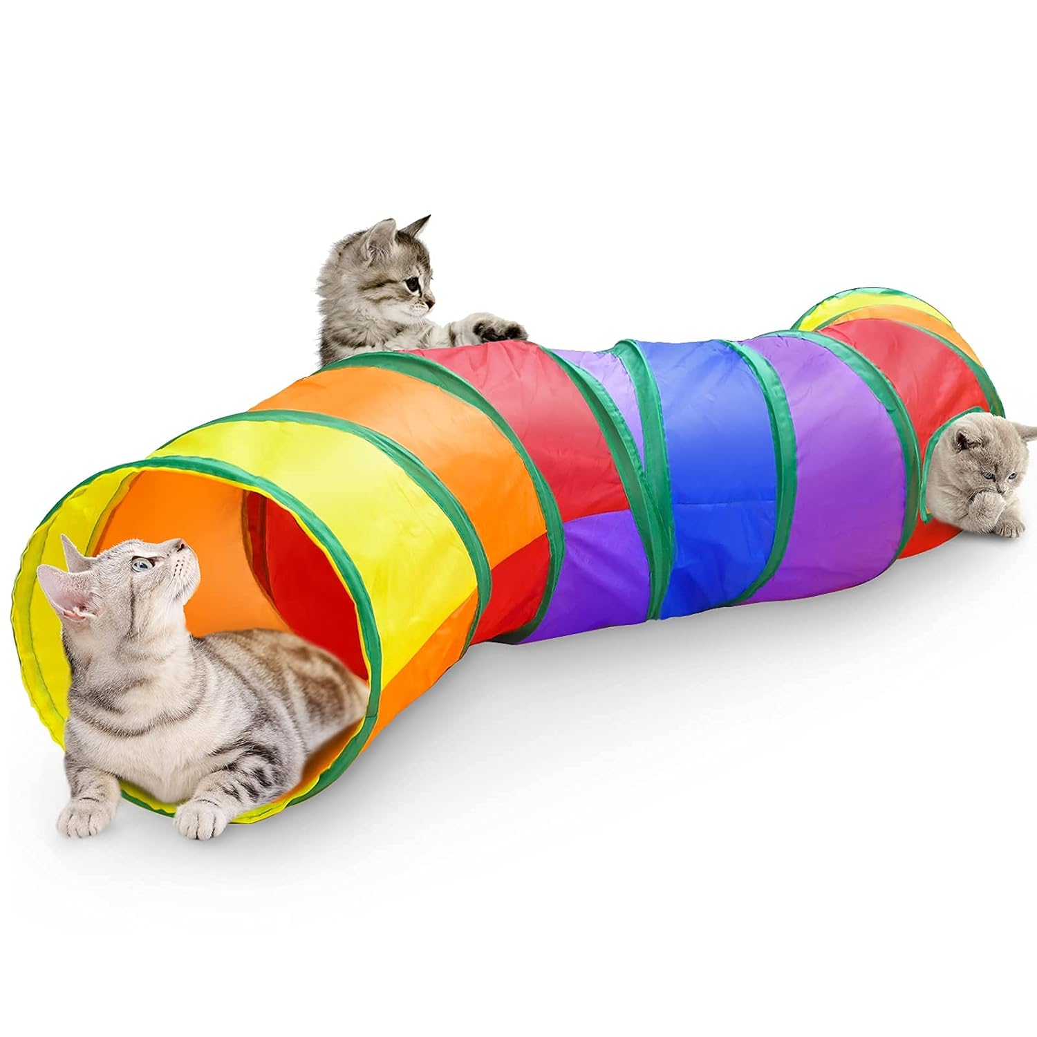 Qpets® Cat Toys Cat Tunnel Pet Tube Collapsible Play Toy Indoor Outdoor Kitty Puppy Toys for Puzzle Exercising Hiding Training Toy (2 Way)