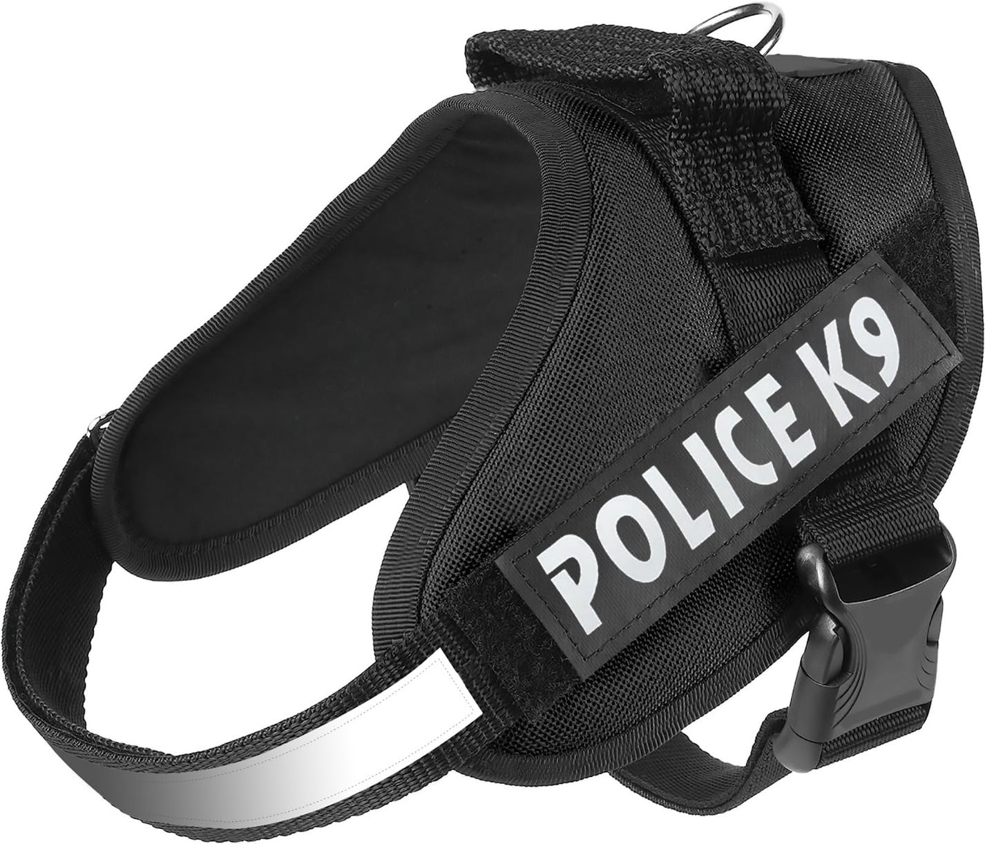 Chullbull Pet Products Dog K9 Police Dog Buckle Harness Vest Belt with Adjustable Hook, Loop Straps and Handle. Soft Padded Easy Control Chest Neck Belt (Medium, Black)