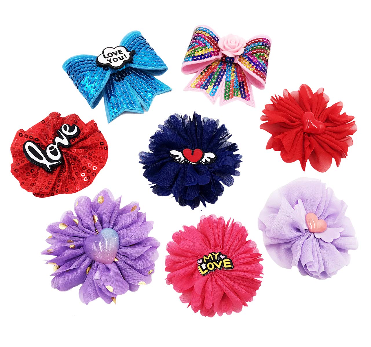 PET SHOW Dog Charms Flower Collar Accessories For Cat Puppy Collars Dogs Bowtie Grooming Pack of 8