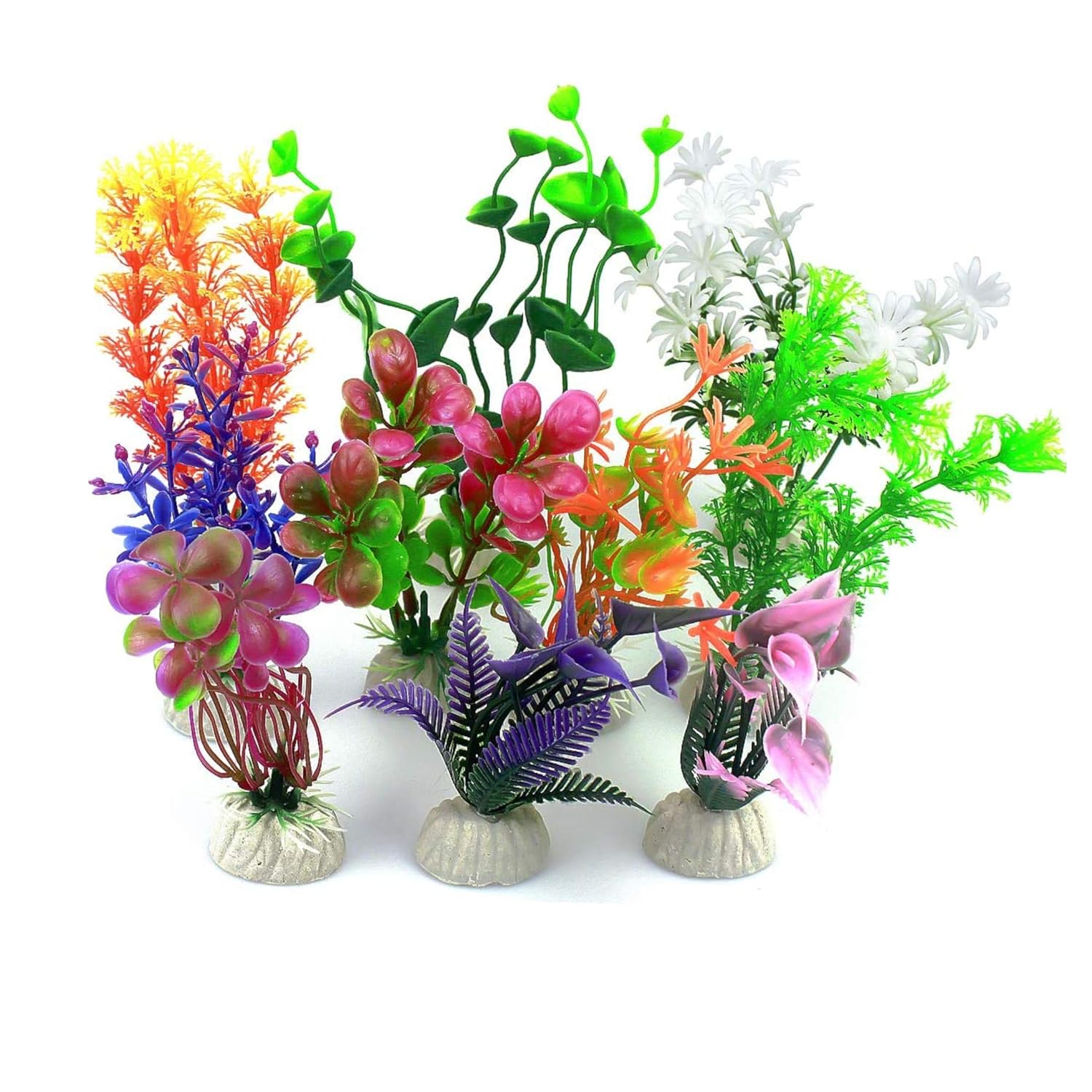Buraq Pets 10 Pcs Aquarium Artificial Plant, for Aquarium Decoration, Functioning Healthy Fish Tank, Accessories for Fish Tank (Pack of 10), Plastic