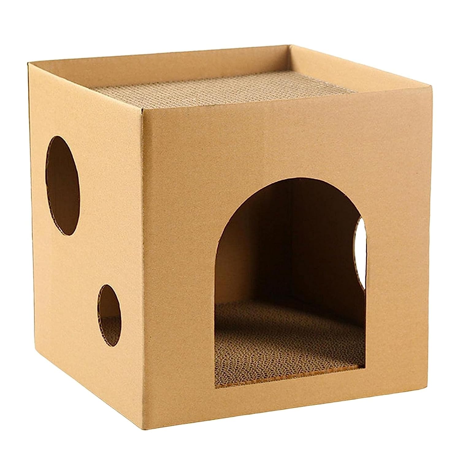 Foodie Puppies Cardboard House with Scratch Pads & Catnip for Cats and Kittens – (Lodge Scratcher) | Cat Play House for Indoor, Cats Corrugated Scratcher Box for Furniture Protection (Design May Vary)
