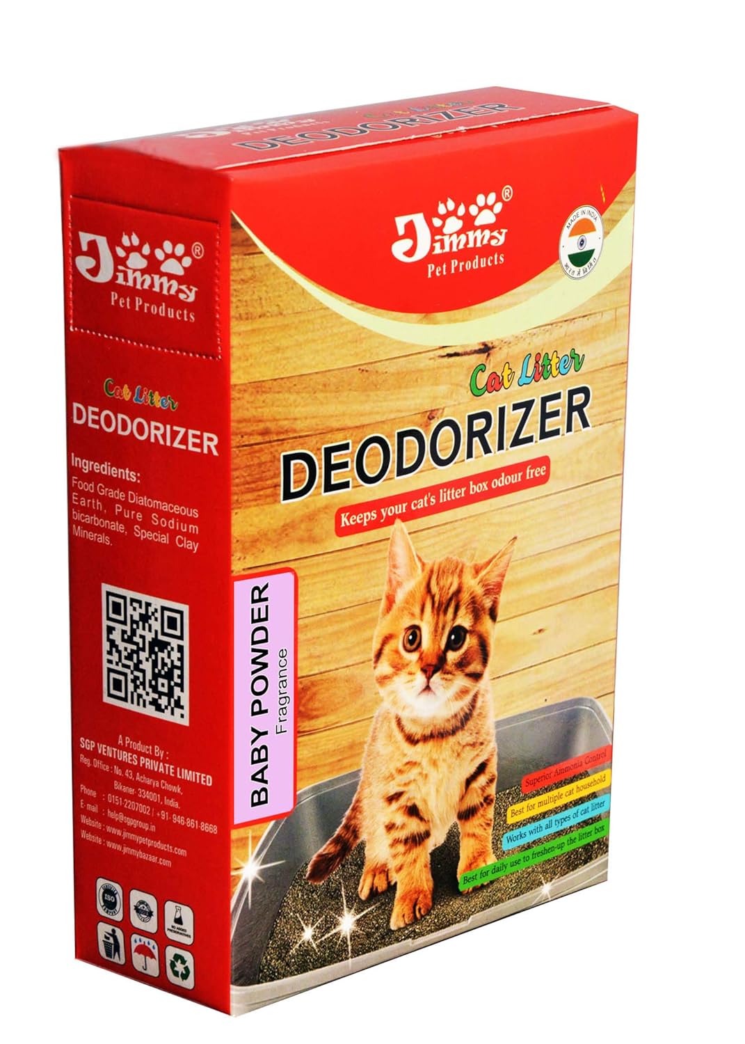 JiMMy Pet Products Cat Litter Deodorizer 1.2 Kg (Baby Powder)