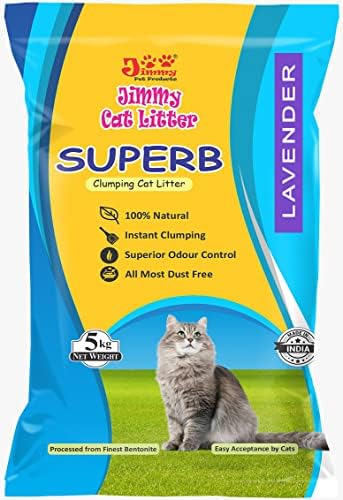 JiMMy Pet Products Superb Clumping Bentonite Cat Litter Sand for cat (5 Kg Lavender, Lavender)