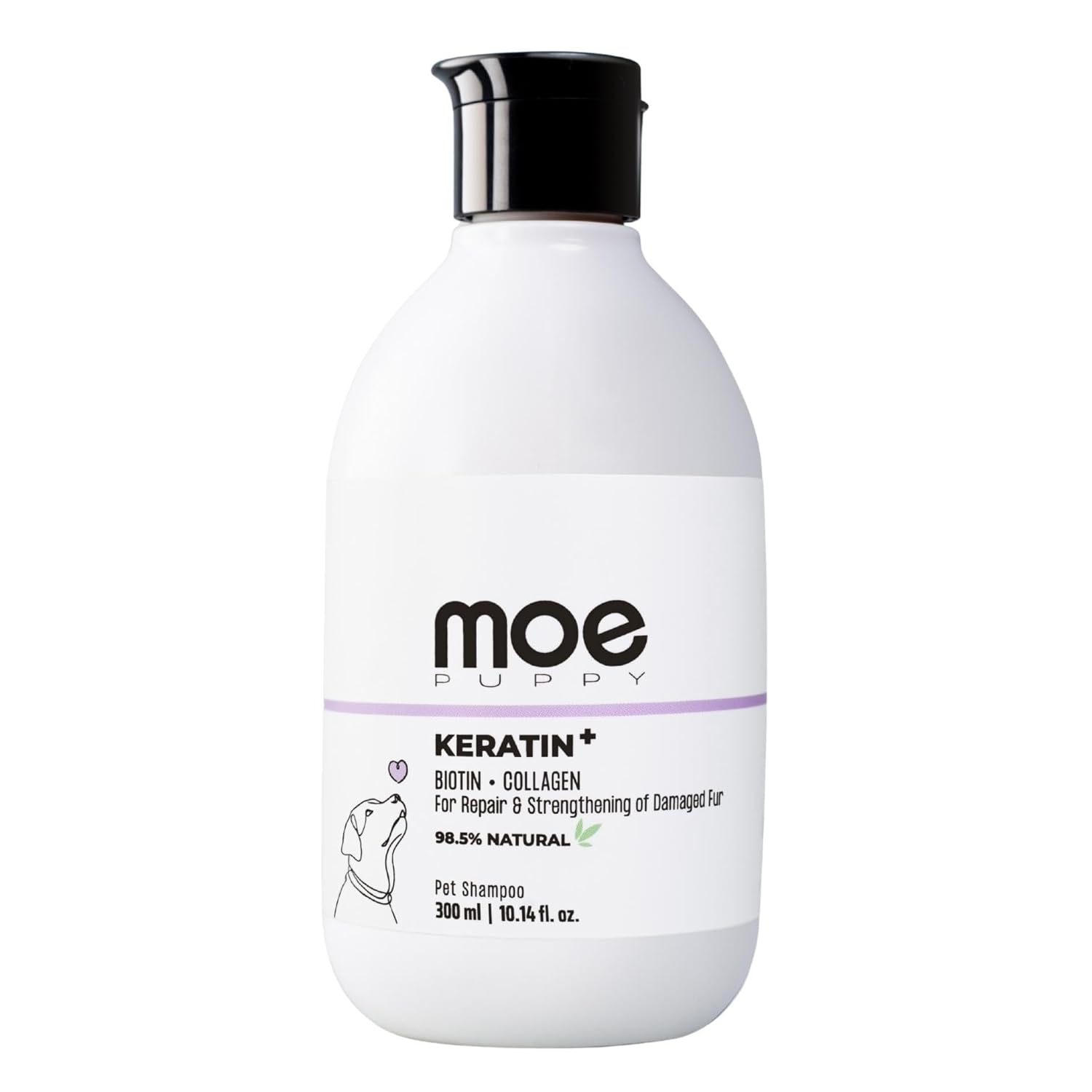 Moe Keratin Plus Pet Shampoo for Repair and Strengthening Damaged Fur| Natural Pet Shampoo Made with Plant Based Ingredients | Sulfate & Paraben Free, pH Balanced for Pets (300 ML)