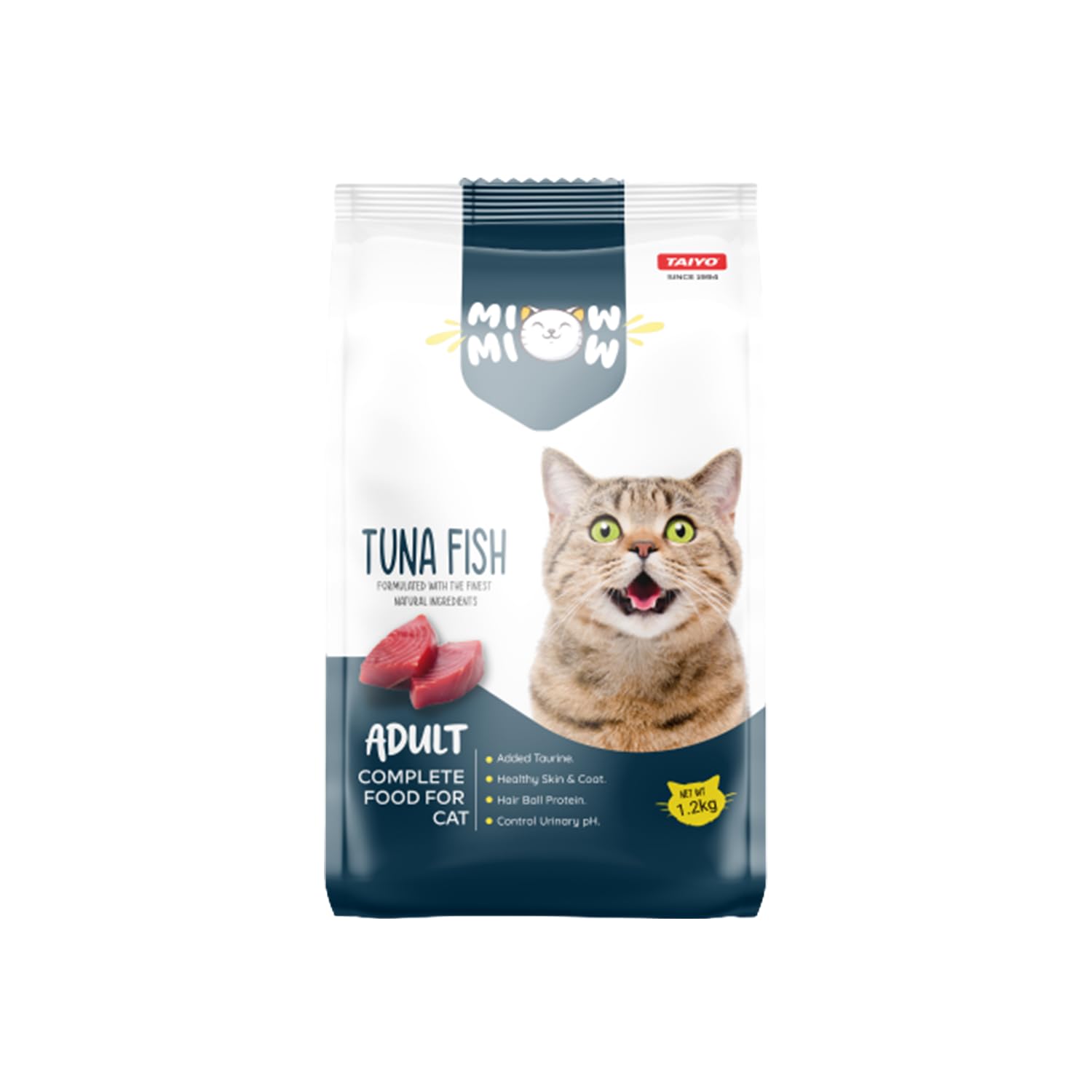Taiyo Miow Miow Adult Tuna Fish Flavour, 1.2kg | Dry Cat Food, Complete and Balanced Diet, Formulated with The Finest Natural Ingredients, Vitamins and Minerals.