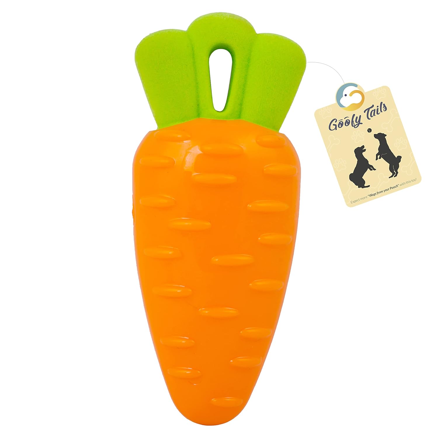 Goofy Tails Dog Toys, Veggie Series Carrot Squeaky Chew Toys for Dogs & Puppies, Squeaky Toys for Dogs, Small & Medium Breeds