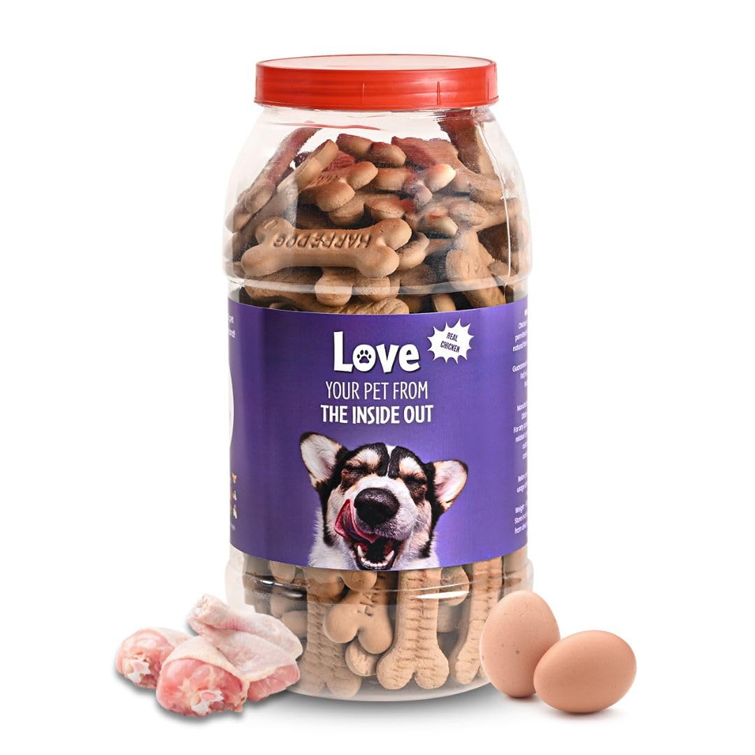 Dibblydobbly Dog Biscuits: 900 GMS Real Chicken and Egg Protein, Ideal Dog Treats (Hard) That removes Plaque and Tartar in Teeth for All Breeds and Sizes – No Added Flavours or Colors