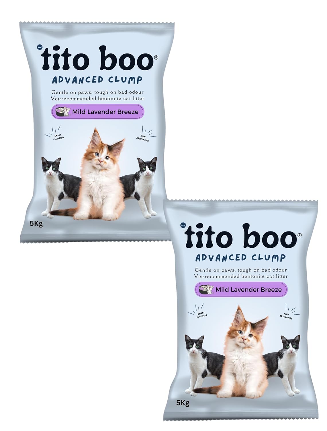 Tito Boo Advanced Cat Litter – 12Kg Bentonite Clumping Litter with Lavender and Lemon Fragrance – Low Dust Formula for Clean and Fresh Smelling Home