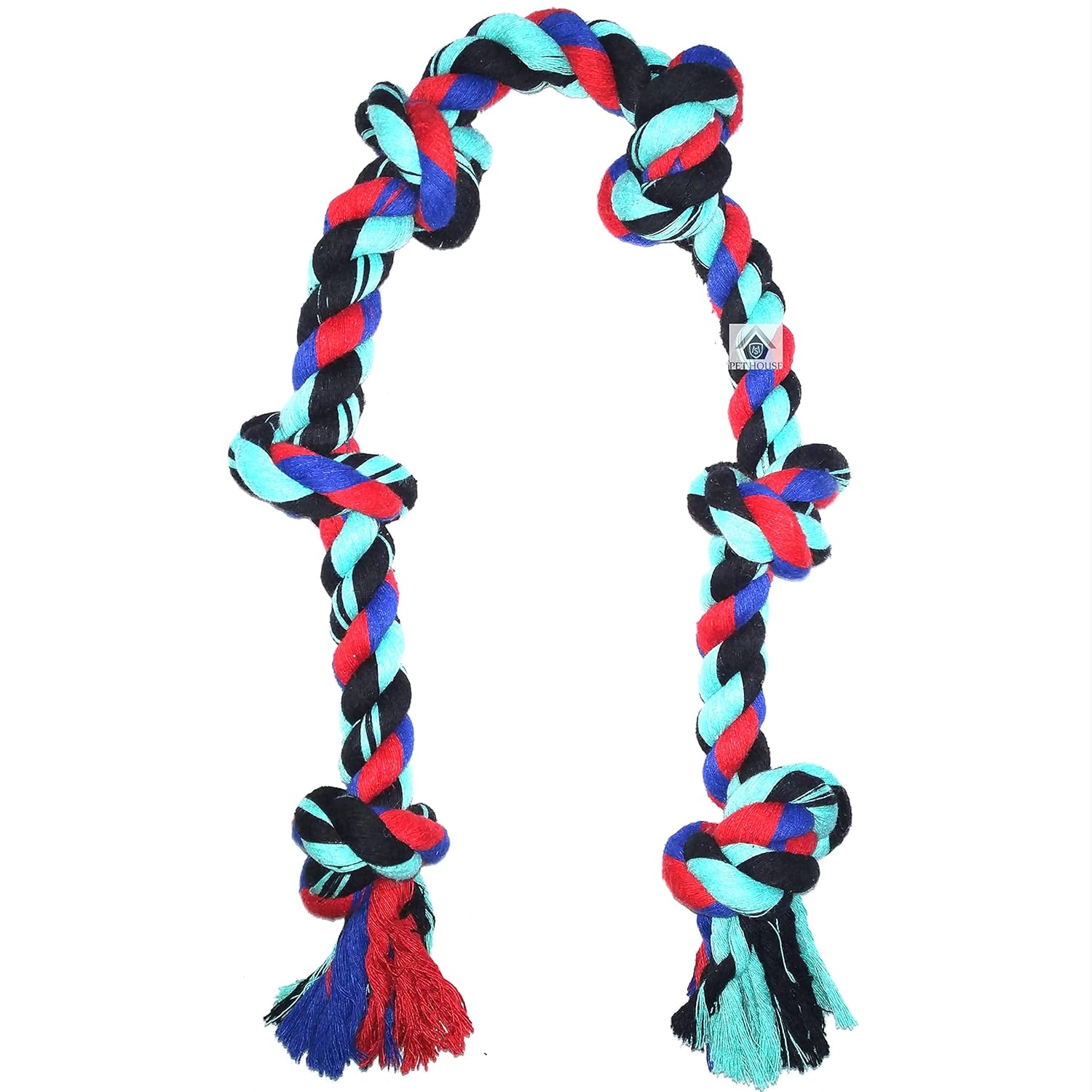 MS PET HOUSE 6 Knots Cotton Rope Dog Chew Toy for Medium to Adult Dogs 30 Inch Long – Extra Durable Indestructible Dog Toy for Aggressive Chewers and Large Dog Breeds (Multi Coloured) (XXL)