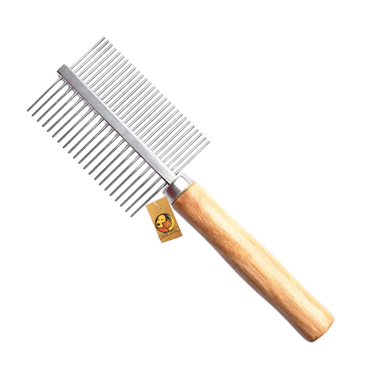 Foodie Puppies Double Side Steel Needles Comb for Dogs and Cats – (Wooden Comb) | Grooming Rake Shedding Comb for Dogs, Cats – Cleaning Supplies (Wooden Dual-Side)