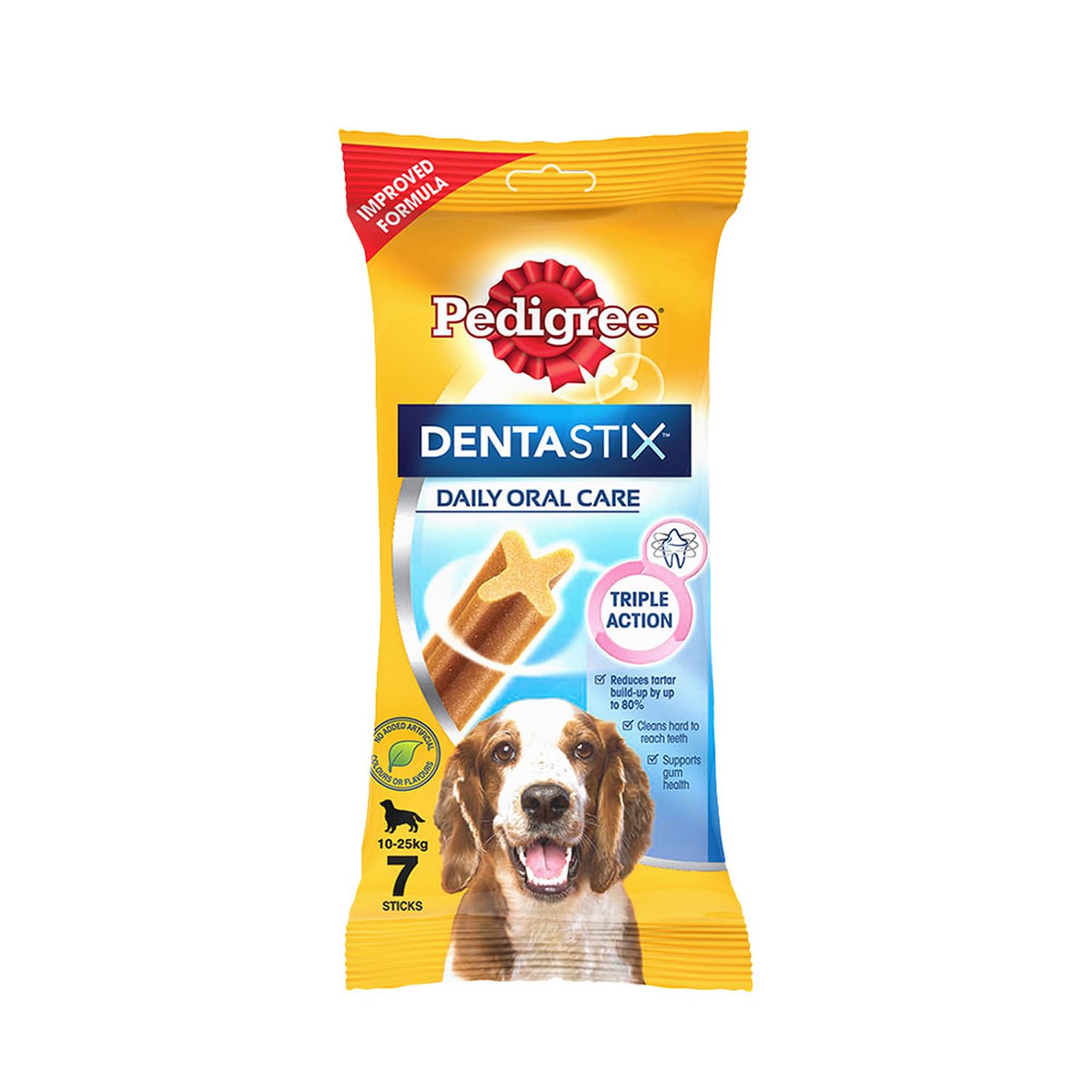 Pedigree Dentastix Oral Care Dog Treat for Adult Medium Breed (10-25Kg), (7 Sticks) 180 g Weekly Pack