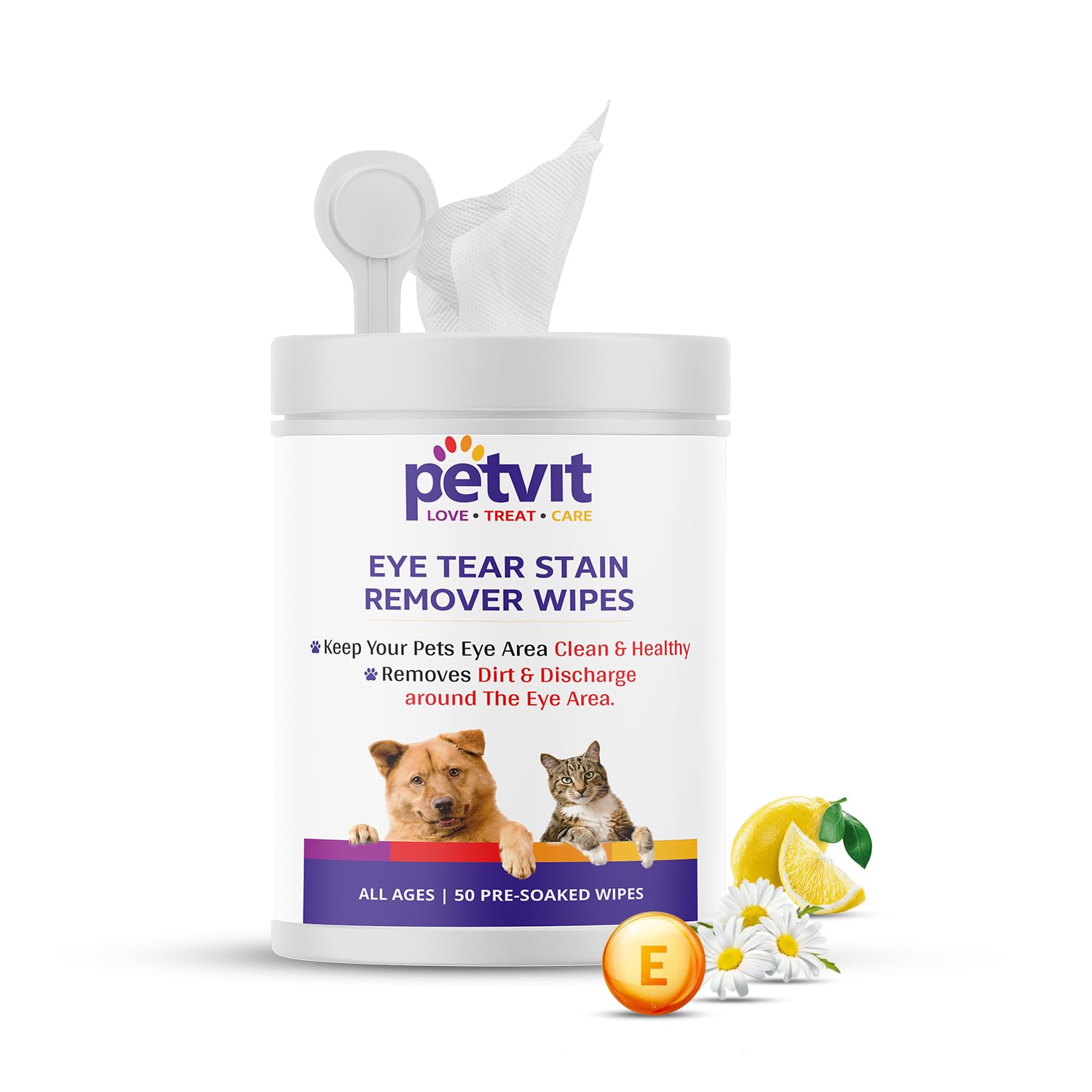 Petvit Pet Wipes for Cleaning Eye Tear Stain | Natural Dog Wipes for Grooming | Fresh Scent Wet Wipes for Dog | Easy to Use | All Dog Breeds | Vitamin Enriched | Pack of 1 | 50 Wipes Petvit Pet Wipes for Cleaning Eye Tear Stain | Natural Dog Wipes for Grooming | Fresh Scent Wet Wipes for Dog | Easy to Use | All Dog Breeds | Vitamin Enriched | Pack of 1 | 50 Wipes