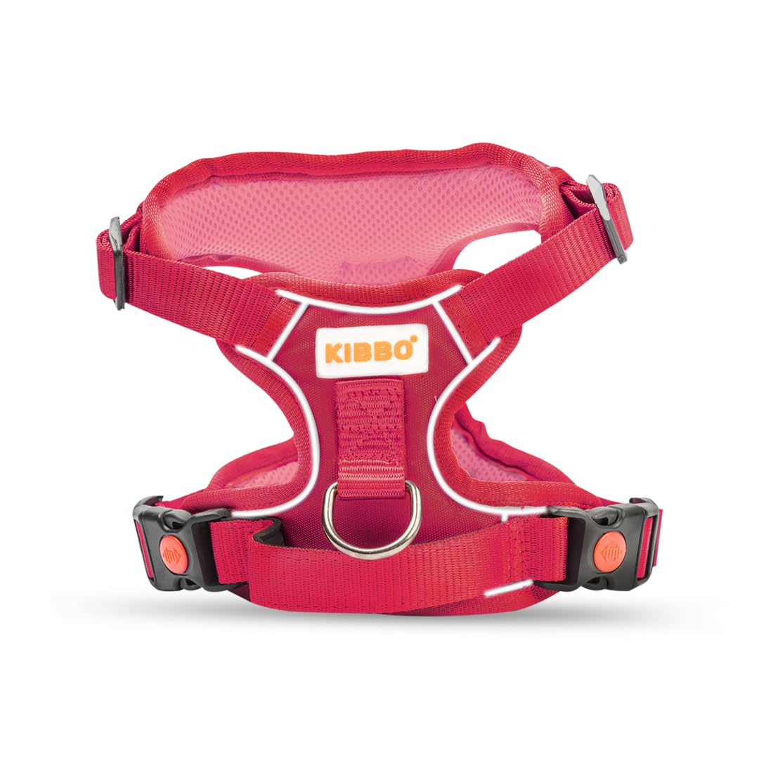 KIBBO Premium Reflective Vest Dog Harness | Soft Breathable Mesh and Oxford Nylon Fabric | Padded Control Handle with No Pull Front & Back Clip | Adjustable Straps & Dual Lock Buckle (X-Large, Pink)