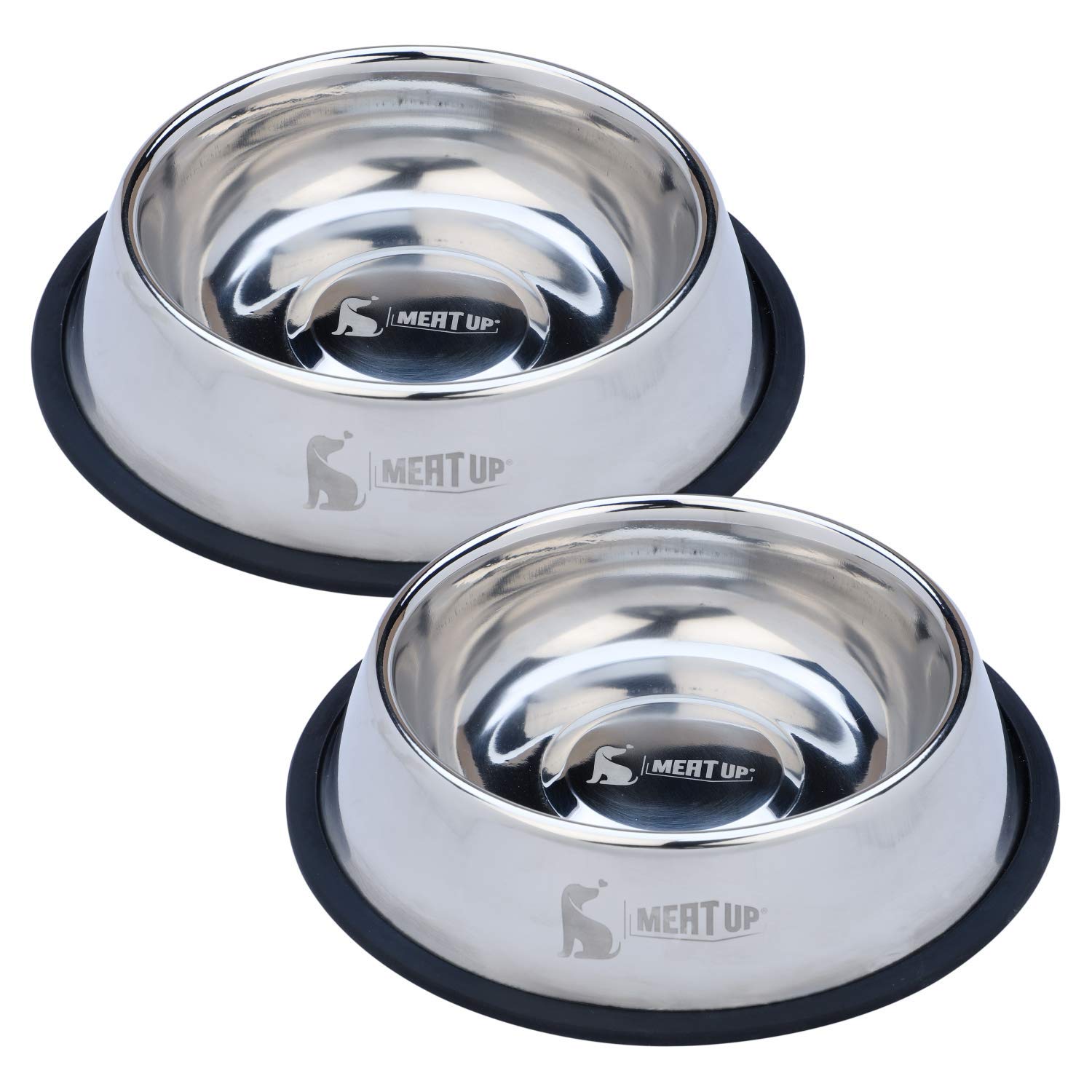 Meat Up Stainless Steel Dog Feeding Bowl Medium700 ml (Buy 1 Get 1 Free ), Total 1400ml, ?16L x 6W x 6H Centimeters