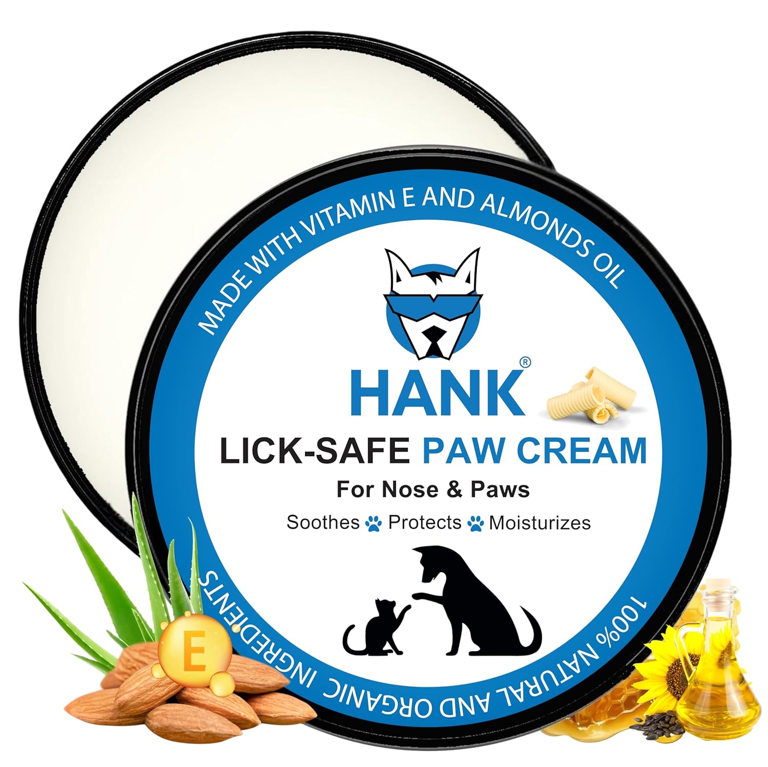 HANK Dog Paw Balm – Moisturizing Paw Cream for Daily Use – Smoothen Damaged, Dry, Cracked Skin – Dog Cat Feet Butter – 50g (Paw Butter)