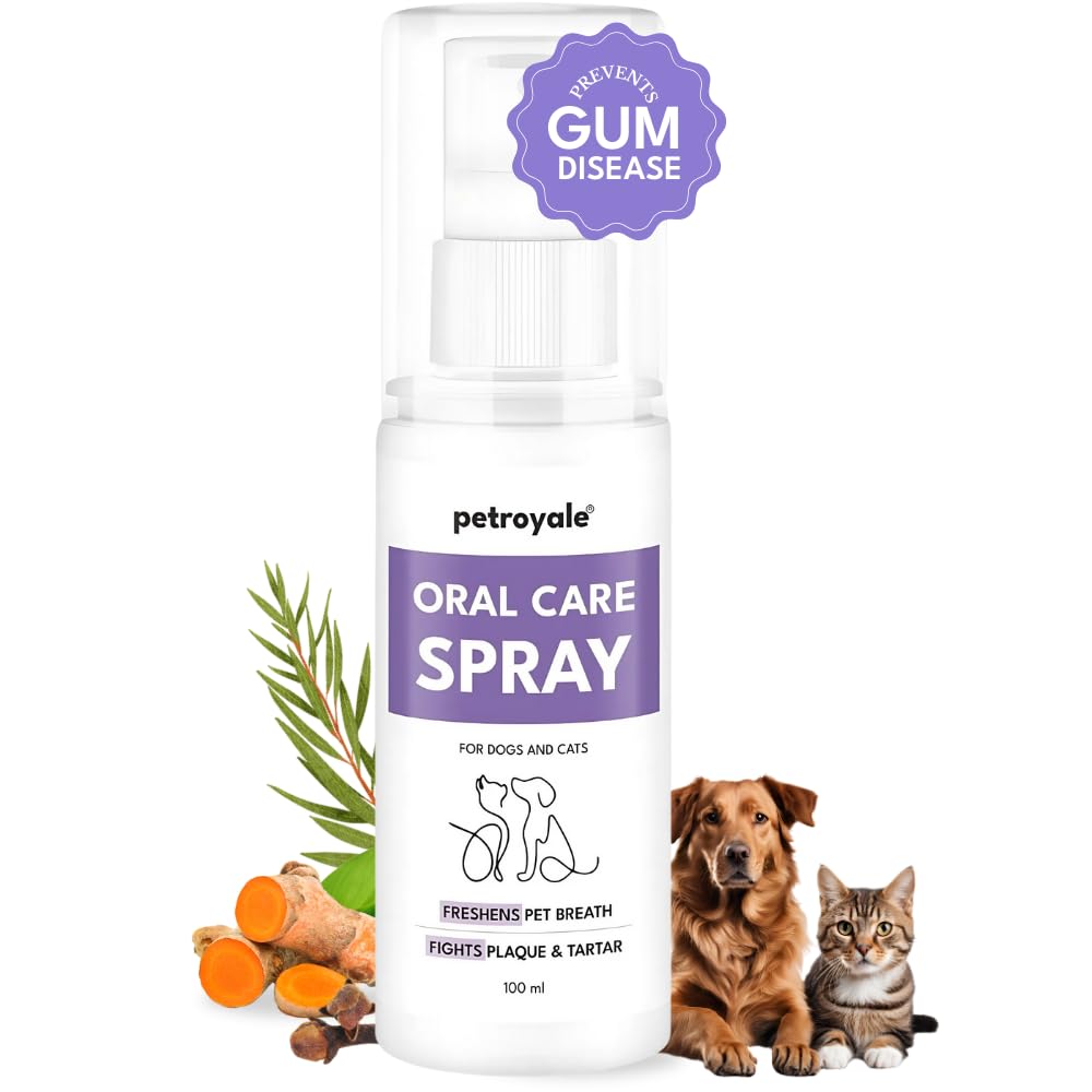 Petroyale Oral Care Spray for Dogs & Cats – Fights Bad Breath, Tartar Build-up, Gum Diseases – Dog Teeth Cleaner – Breath Freshener – Oral Spray | 100ml