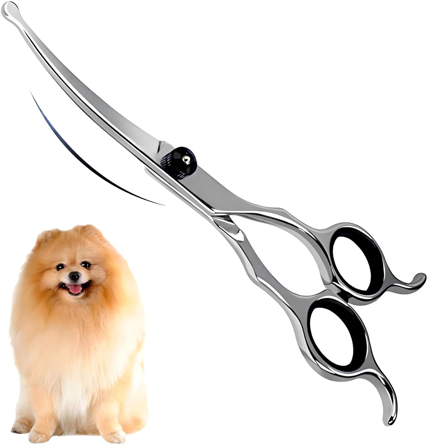 Upwards Curved Dog Grooming Scissors 6.69 inches Round Tips Pet Grooming Shears for Dog Cat on Face Paw Hair Trimming For Right And Left Handed Stainless Steel