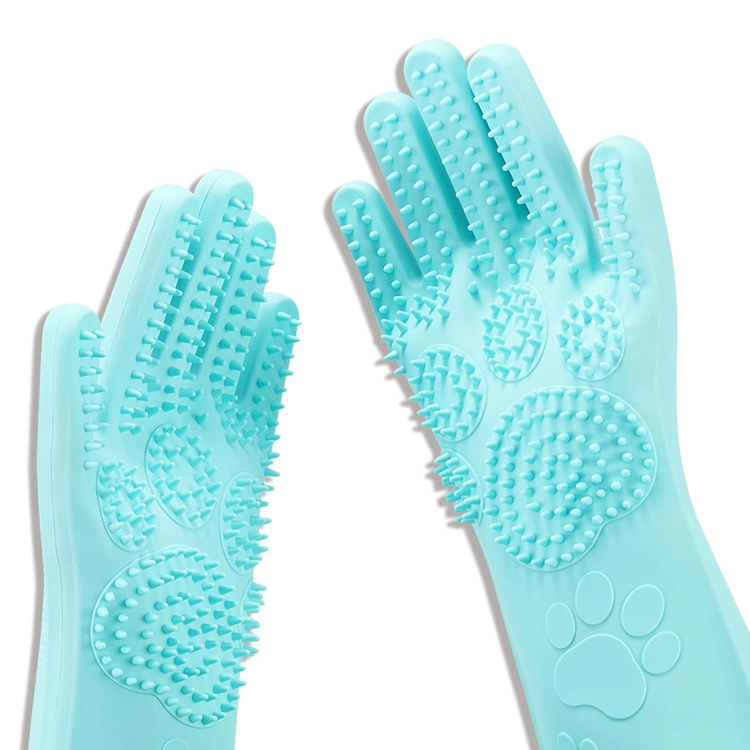 Pet Grooming Magic Gloves, Dog Cat Bathing Shampoo Brush, Silicone Hair Removal Gloves with Thick High Density Teeth for Bathing and Messaging, Double-Side Scrubbing Gloves for Shedding