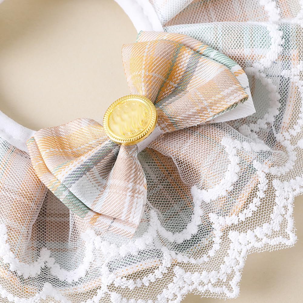 Dog Cat Collar Bow Tie Kitten Puppy Necklace Jewelry with Bell Lace Bowknot Pet Bowtie Girl Bandanas Costume Decor Accessories – Adjustable