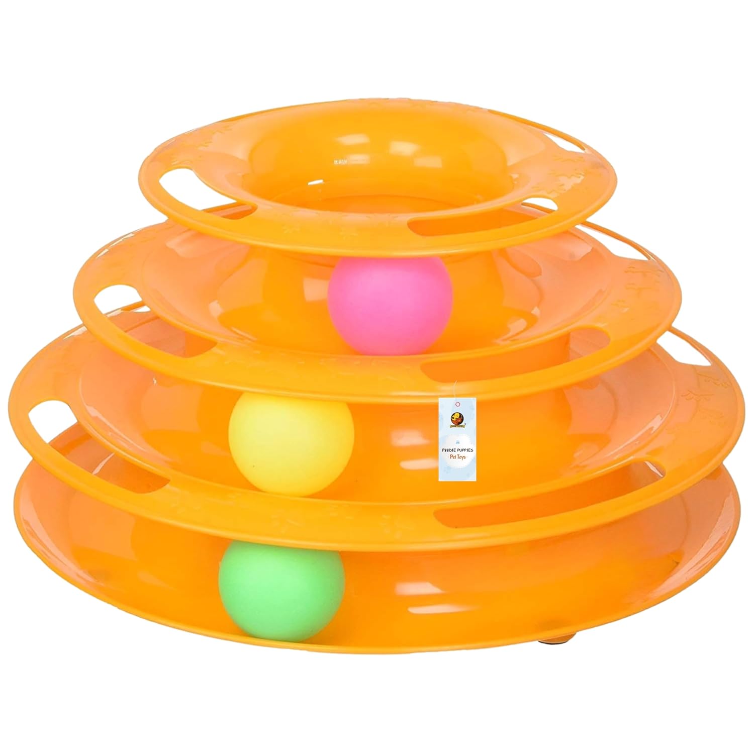 Foodie Puppies Interactive (3 Layers) Tower Track Roller with Colorful Balls for Cats and Kittens | Turntable Puzzle Toy for Mental and Physical Exercise (Color May Vary)