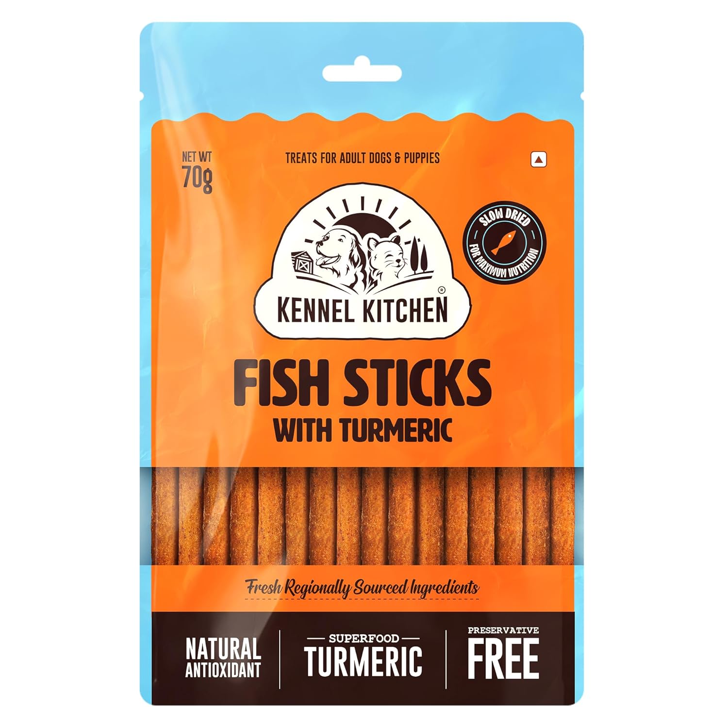 Kennel Kitchen Soft Baked Fish Stick Treats for Dogs, 100g (Pack of 1) | Soft Dog Chew Sticks | Dog Treats for Adult Dogs and Puppies