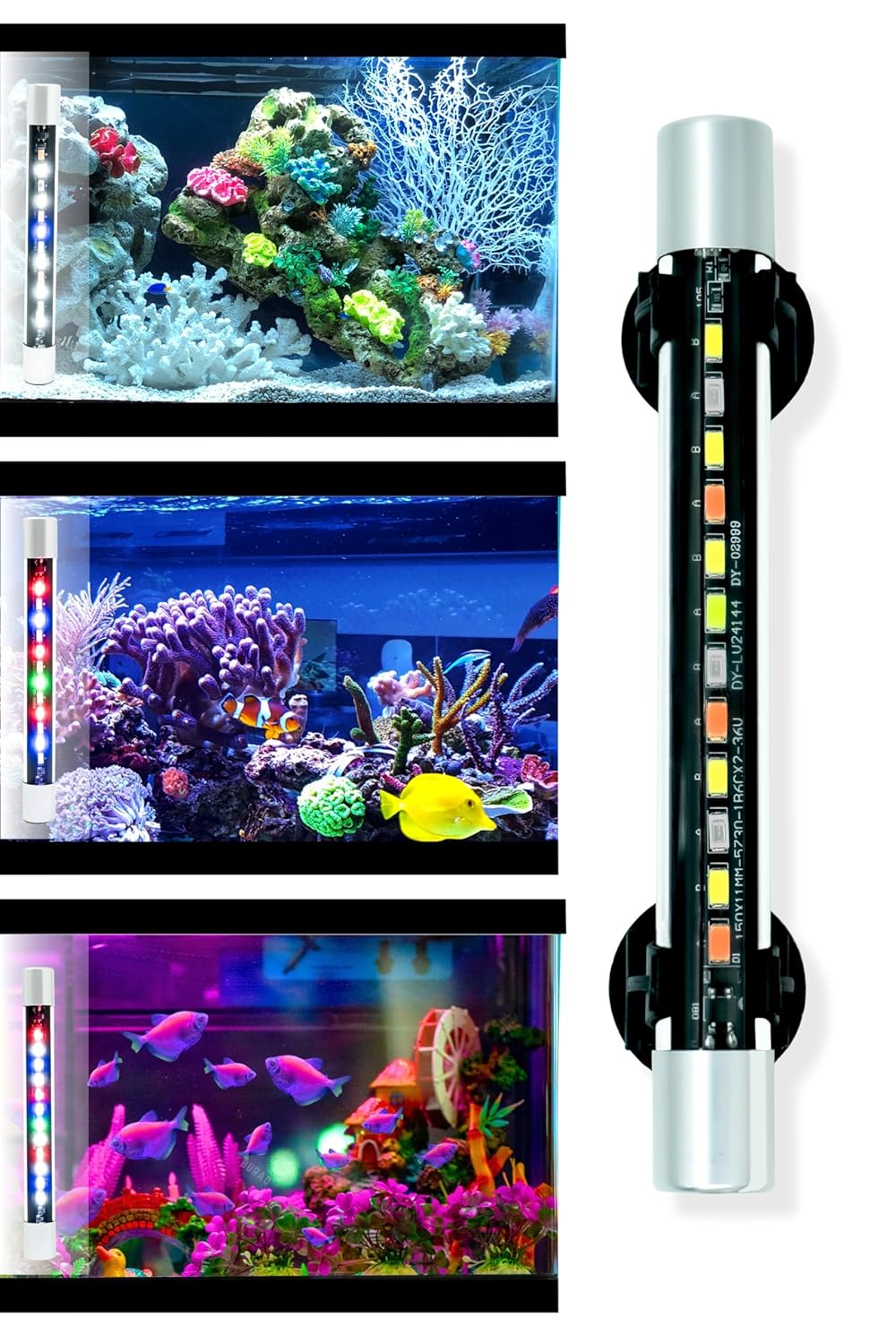 Buraq Mini Multi-Color LED Aquarium Light, Waterproof, Energy-Efficient, WRGB Multi-Color Modes, Submersible Aquarium Lights for Fish Tanks (Up to 1.5 Ft Tank Mix Color) Buraq Mini Multi-Color LED Aquarium Light, Waterproof, Energy-Efficient, WRGB Multi-Color Modes, Submersible Aquarium Lights for Fish Tanks (Up to 1.5 Ft Tank Mix Color)
