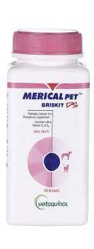 Vetoquinol Pawstively Pet Care Merical Briskit Calcium and Phosphorus Dog Supplement 60 Tablets