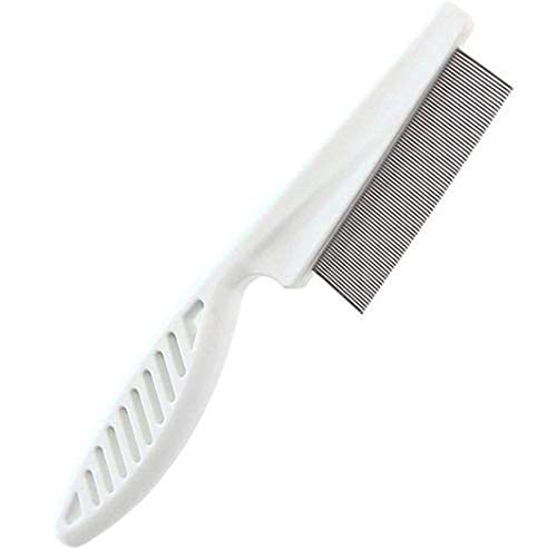 PSK PET MART Flea Comb Pet Cat Dog Lice Comb Nit Remover Grooming Brush Tools to Treatment & Remove Fleas, Mites, Ticks, Dandruff Flakes – Stainless Steel Fine Teeth- Color May Vary